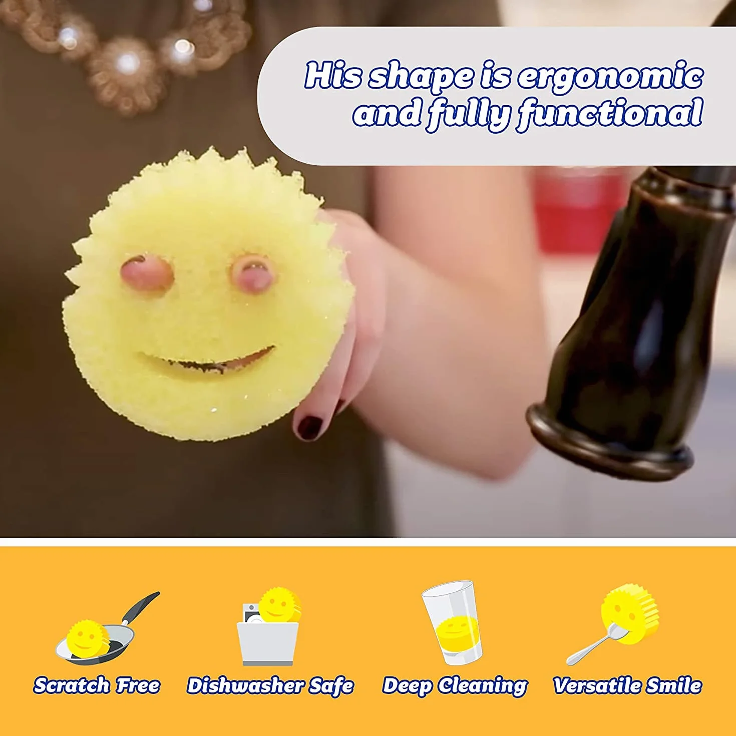 Scrub Daddy Gąbka Do Czyszczenia, Żółty, 4 Szt.
