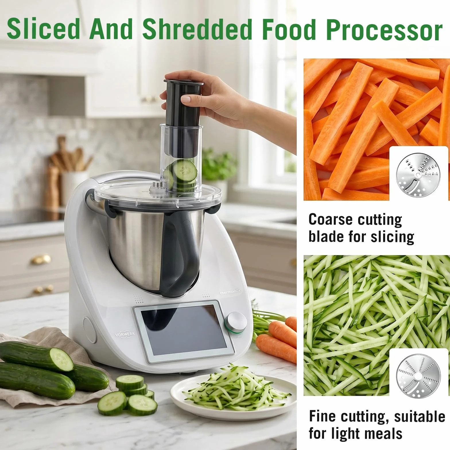 Elektryczna krajalnica do warzyw Thermomix TM5 TM6, wielofunkcyjna krajalnica do warzyw, spiralna krajalnica ze stali nierdzewnej i ABS, akcesoria kuchenne, szatkownica do warzyw do cukinii, ogórków