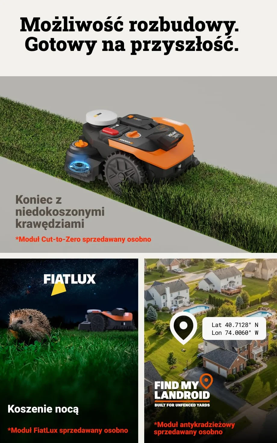 WORX Landroid Vision Cloud WR305E 2WD robot koszący bez kabla ograniczającego do 500 m² (wykrywanie przeszkód AI, nawigacja VSLAM+ RTK Cloud, automatyczne mapowanie, sterowanie za pomocą aplikacji)