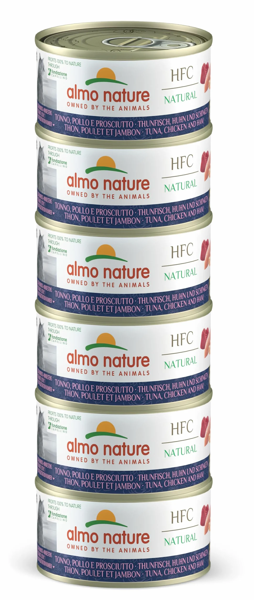 Almo Nature HFC Natural Megapack mokra karma dla kotów tuńczyk kurczak szynka 6 x 70 g