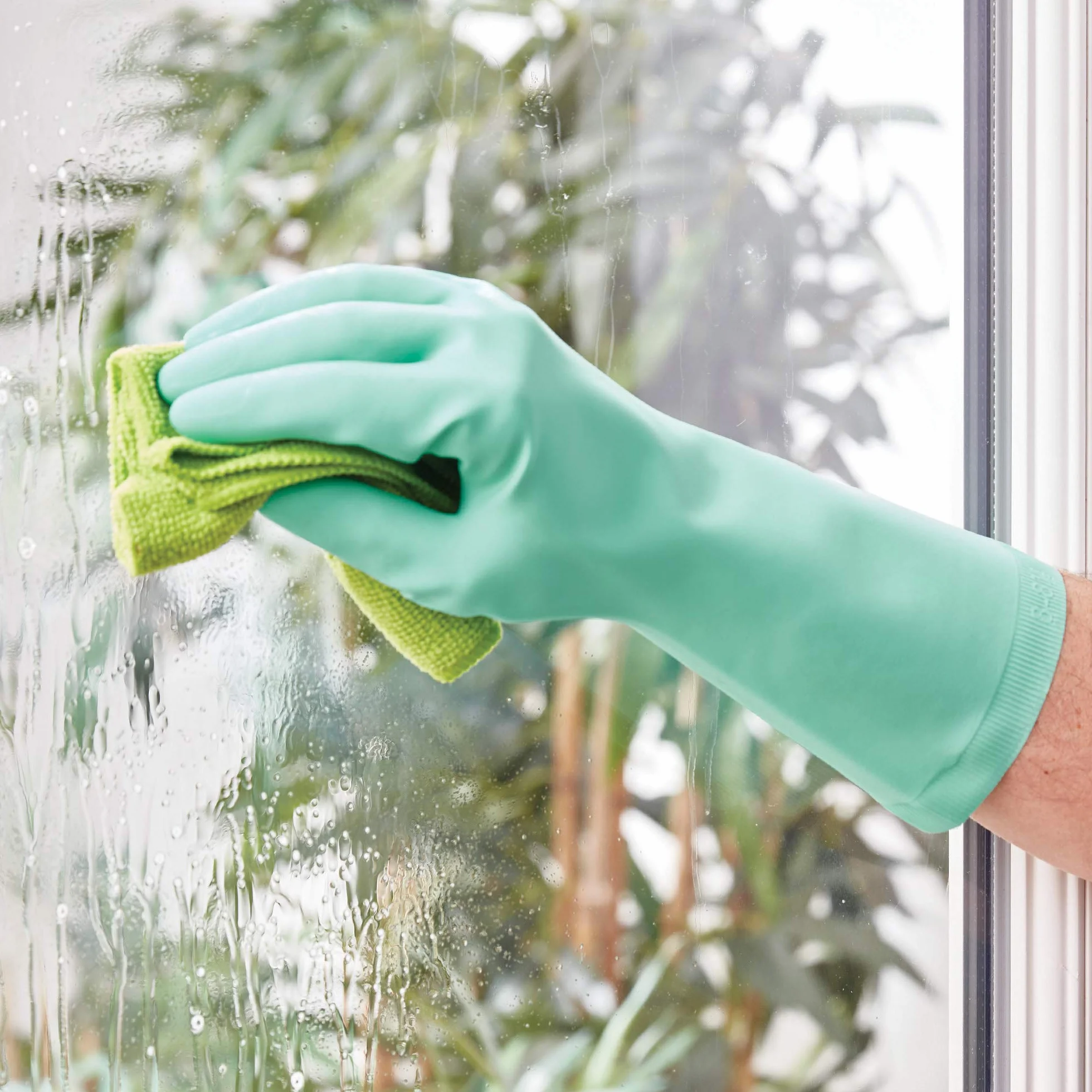 Spontex Daily Care rękawice domowe ze 100% lateksu z certyfikatem FSC, z podszewką z bawełny pochodzącej z recyklingu, do wszystkich prac związanych z czyszczeniem i pielęgnacją, 1 para, rozmiar L