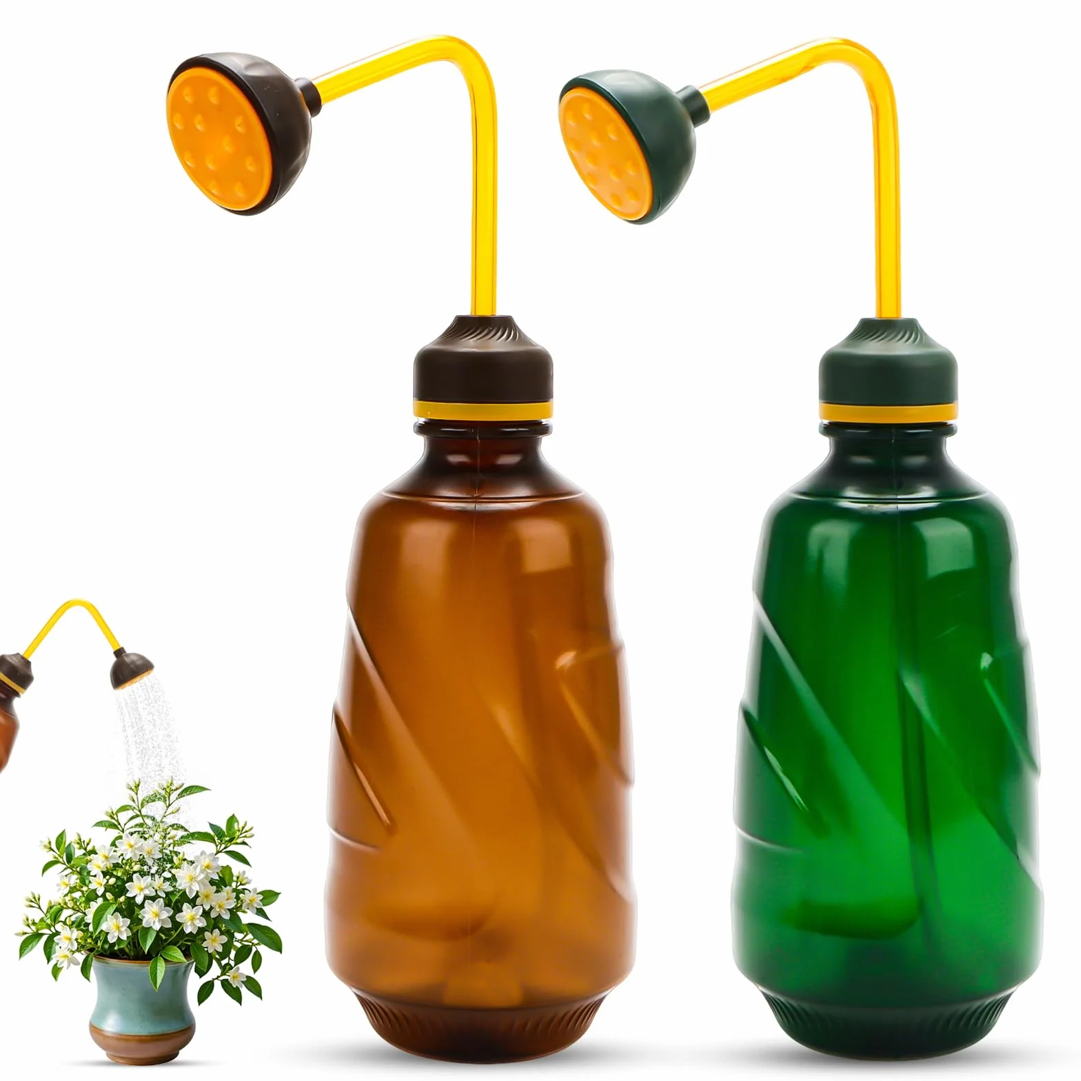 2 małe konewki do podlewania roślin, butelka z rozpylaczem 360°, do delikatnych roślin, bonsai, uprawy Ingarden 0,45 l