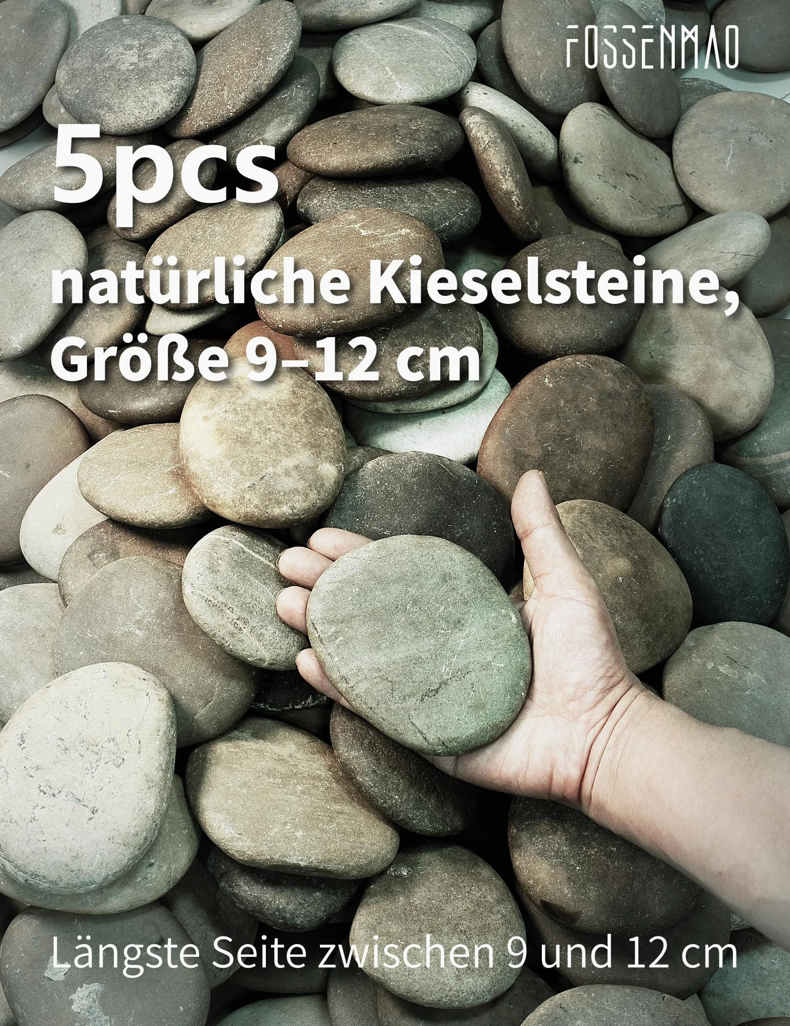 9-12 cm płaskie duże kamienie malarskie, naturalne kamyki rzeczne, kamienie dekoracyjne do malowania mandali, akwarium i ogrodu Zen, 5 szt. w opakowaniu