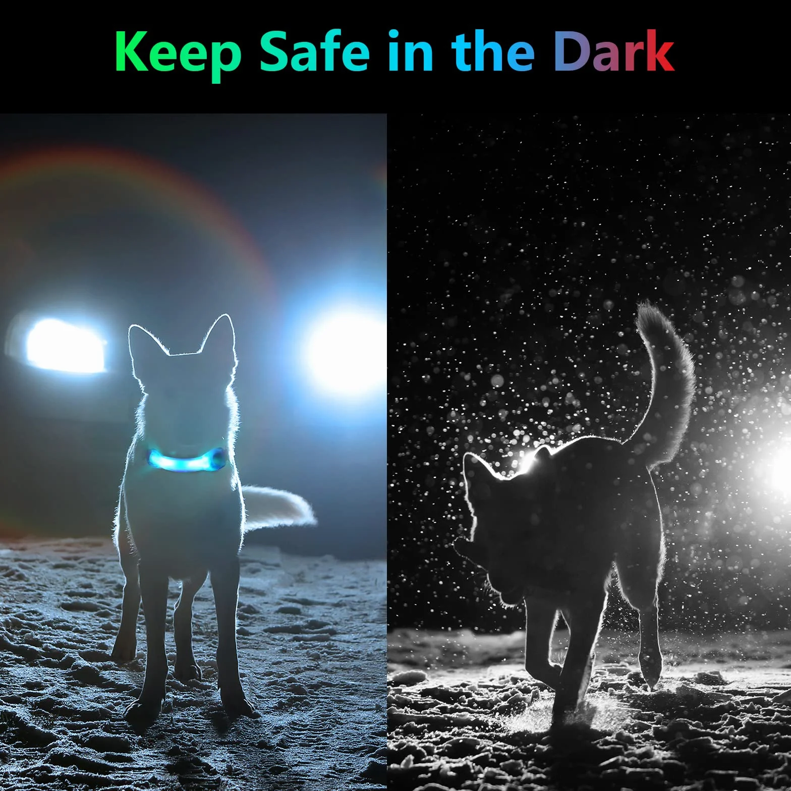Silikonowa Obroża LED dla Psów i Kotów - Odblaskowa, Migające Światło, Nocne Spacery