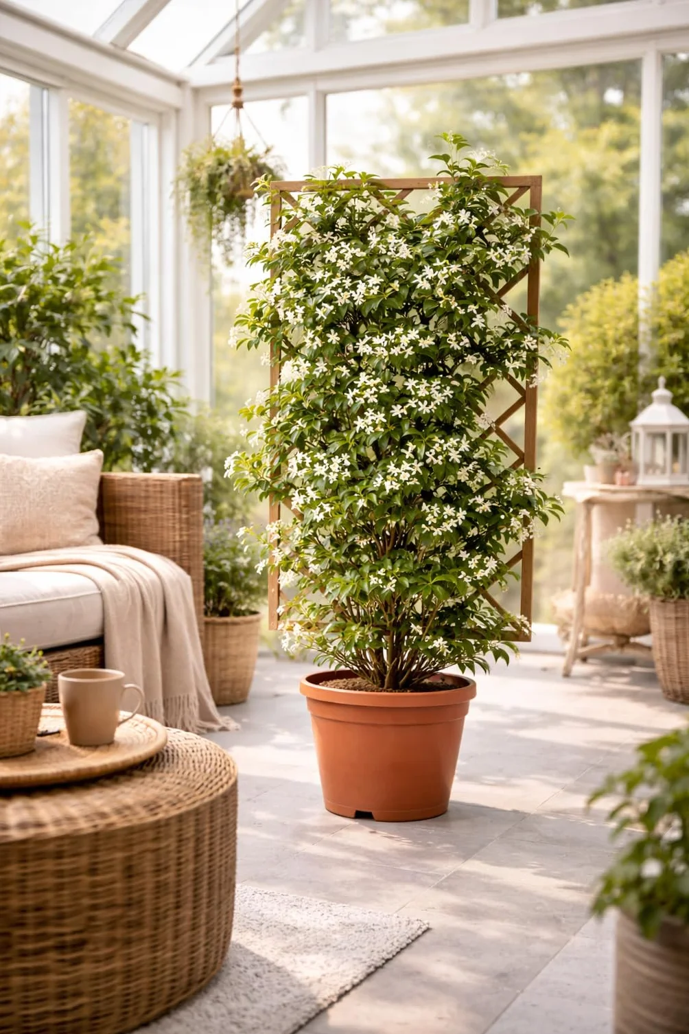Jaśmin gwiazdowy (Trachelospermum jasminoides) 50–70 cm – zimozielony, mrozoodporny i silnie pachnący | jaśmin zapachowy, roślina pnąca
