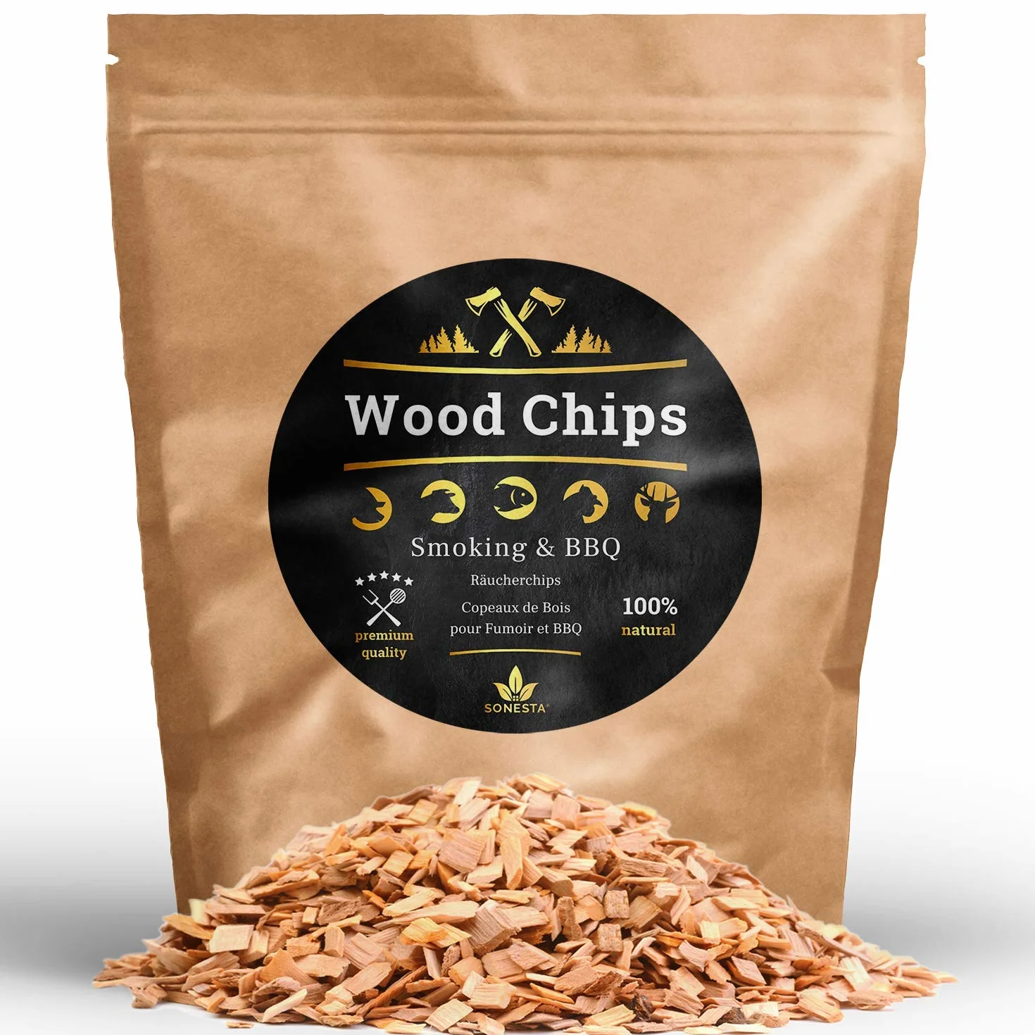 Czereśnia - 1 KG Zrębki do wędzenia i grilla | 100% Naturalne Drewno z Polskich Lasów | Idealny do grillowania Landmann, Weber, Barbecook i innych | SZLACHETNY I MIĘKKI DYM | XL