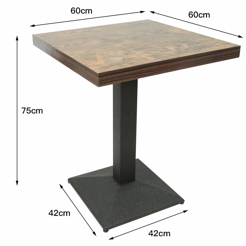 Retro Industrial Stolik jadalny, Wysokość 75 cm, Kwadratowy stół kuchenny, stół kuchenny z metalu i drewna, Stół bistro dla 1-4 osób (typ B)