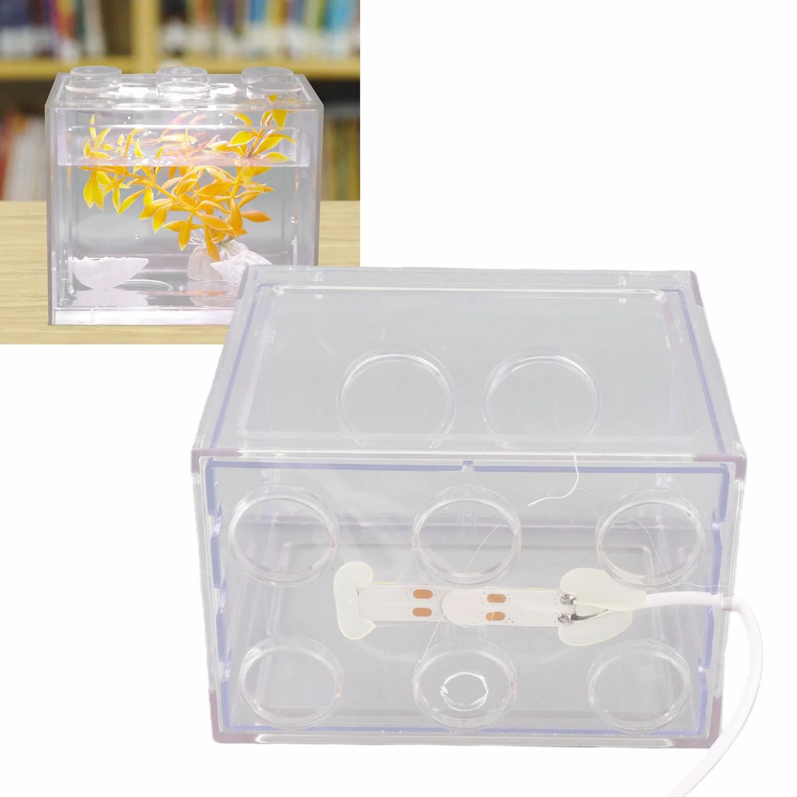 Akwarium Akwarium Akwarium Mini Akwarium Światło LED USB Akwarium Wystrój akwarium na pudełko Biurowy stolik do herbaty (przezroczysty)