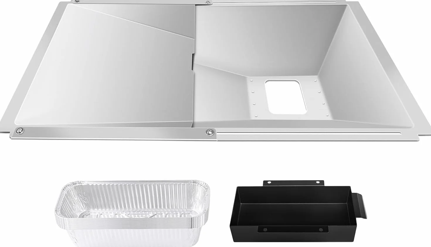 Denmay Uniwersalna wanna na tłuszcz z tacką ociekową 38-65 cm, regulowana patelnia ociekowa do grilla gazowego 2, 3, 4 palników, firmy Charbroil, Enders, Weber, Barbecook, Campingaz, Proficook i wielu