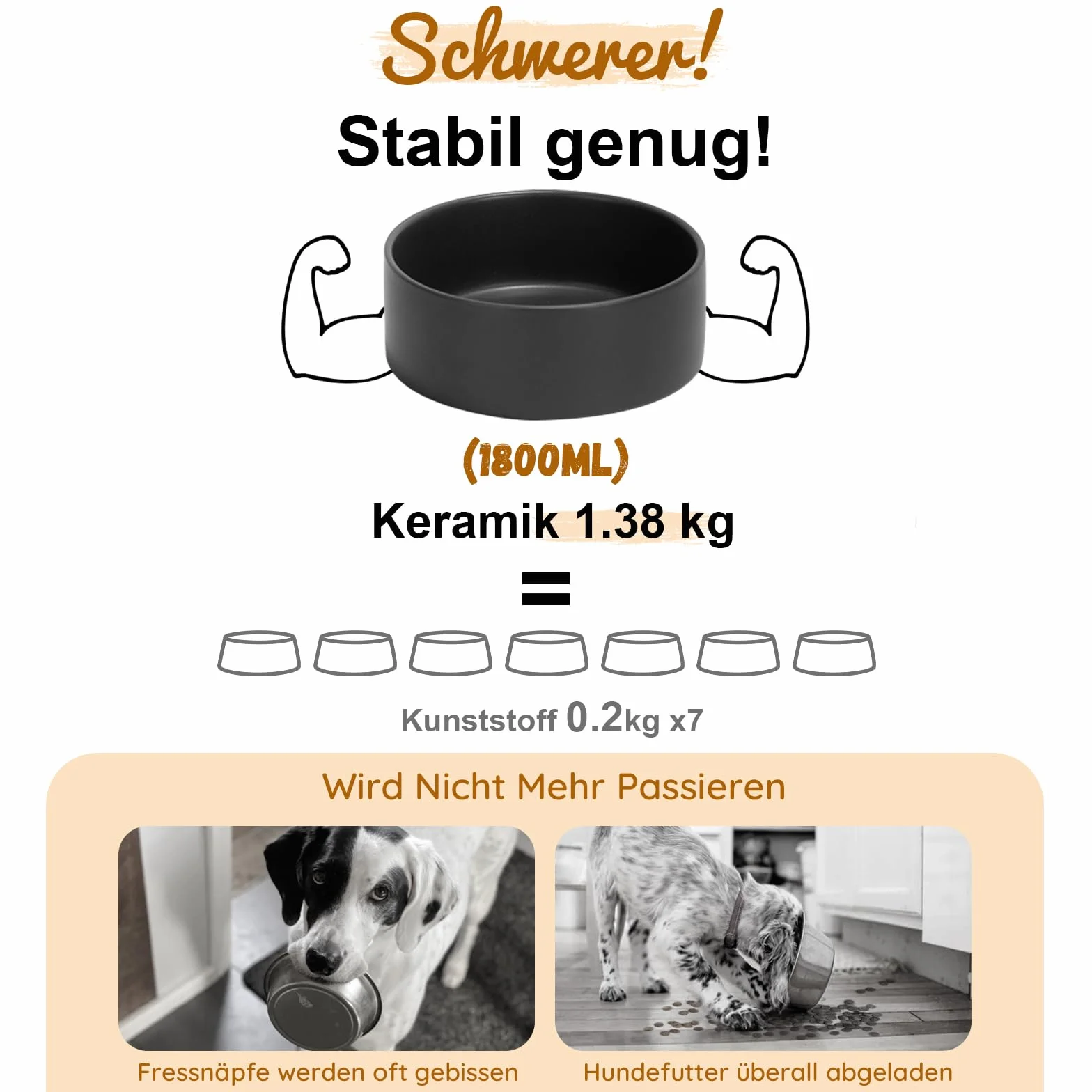 SPUNKYJUNKY Ceramiczny zestaw podniesionych misek dla psa z bambusowym stojakiem 1800ml Czarny