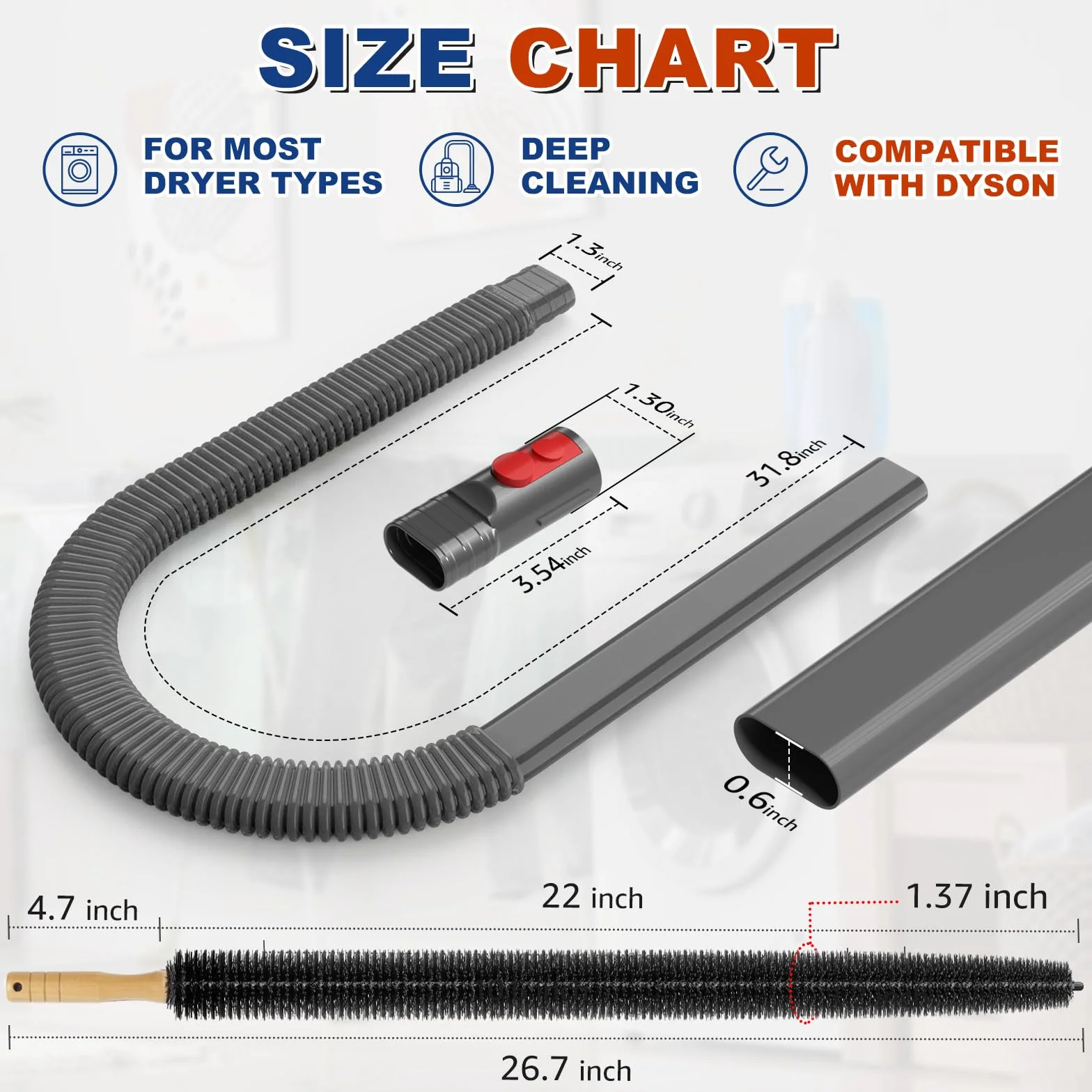 Sealegend 2-częściowy zestaw do czyszczenia suszarki, kompatybilny z modelami Dyson V7, V8, V10, V11, V15 lub wyższymi, szczotką do kłaczków, szczotka do mocowania węża próżniowego, szczotka do