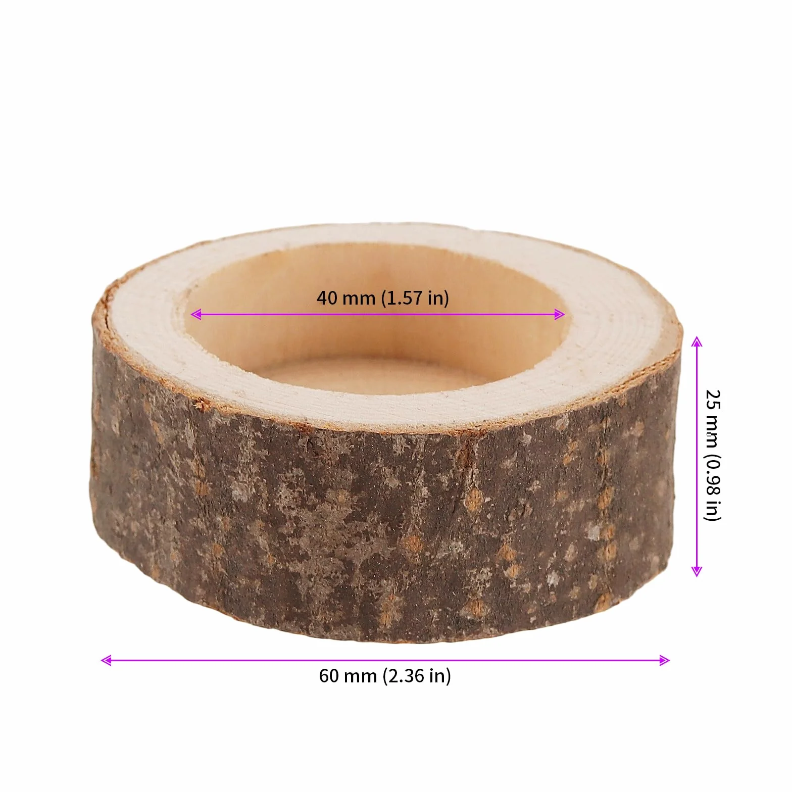30 sztuk drewnianych świeczników na podgrzewacze, 6 cm, wysokość 2,5 cm, z naturalnego drewna, okrągłe, na wesele, urodziny, Boże Narodzenie, dekoracja stołu