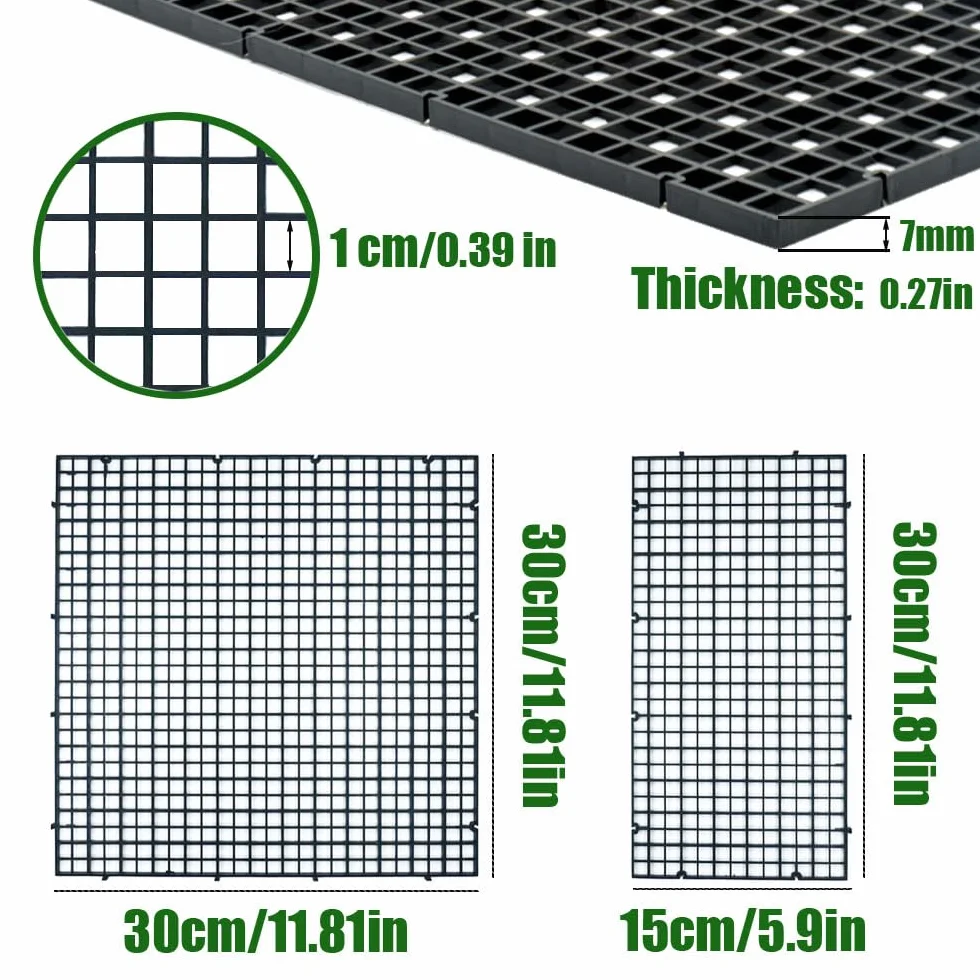 LINLAN Zestaw ścianek działowych do akwarium 8 sztuk 15 x 30 cm kratka z tworzywa sztucznego z klipsami i opaskami kablowymi czarna