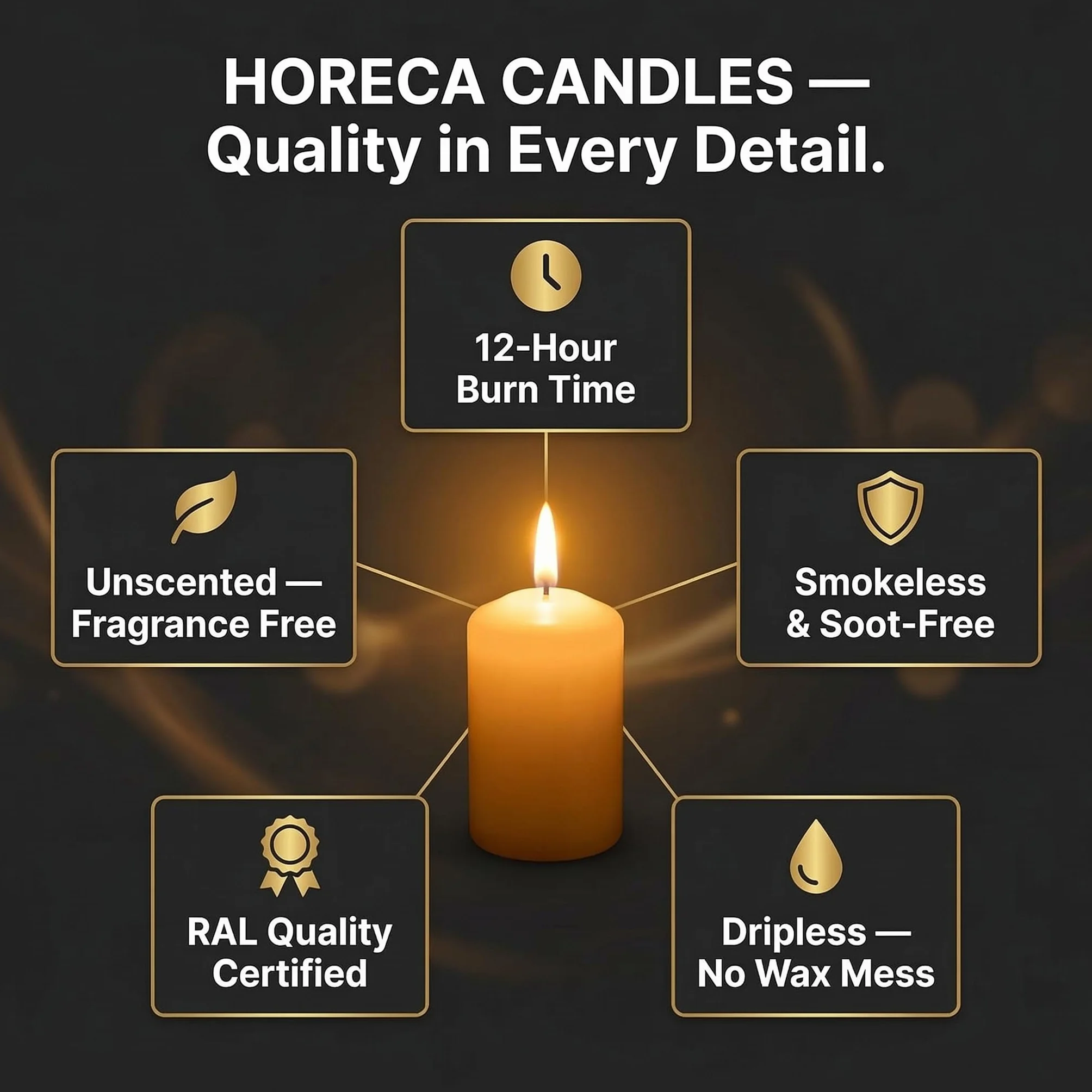 Horeca Candles Świece filarowe - kość słoniowa - zestaw 20 świec dekoracyjnych - Ø 4 x 7 cm (1,57 x 2,76 cala) - długie palenie 12 godzin - bezzapachowe - bez kapania - bezdymne - jakość RAL
