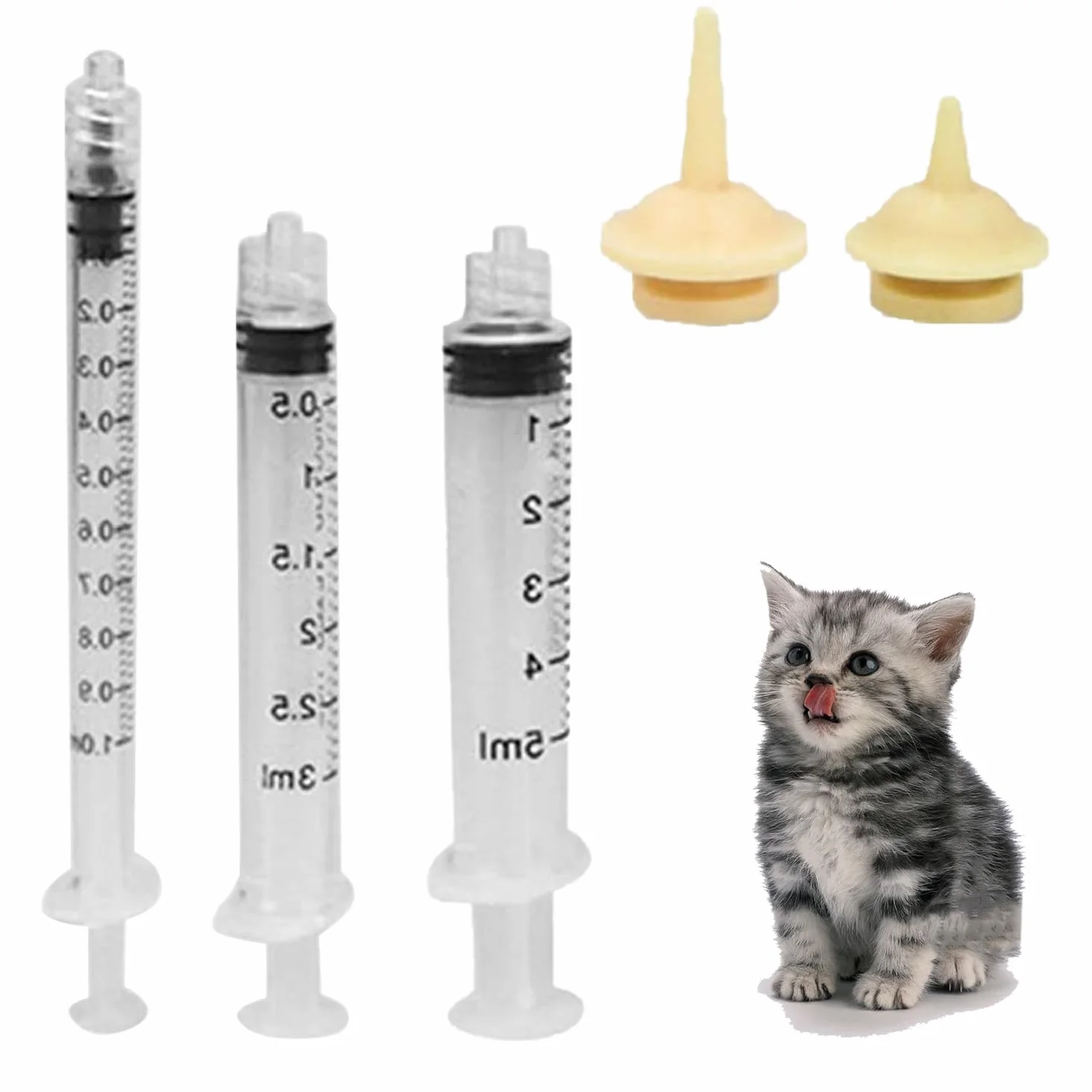 3 szt. Strzykawka do karmienia zwierząt domowych ze smoczkiem, strzykawka dla zwierząt, plastikowa strzykawka z pomiarem, odpowiednia do płynów pomiarowych, karmienia zwierząt