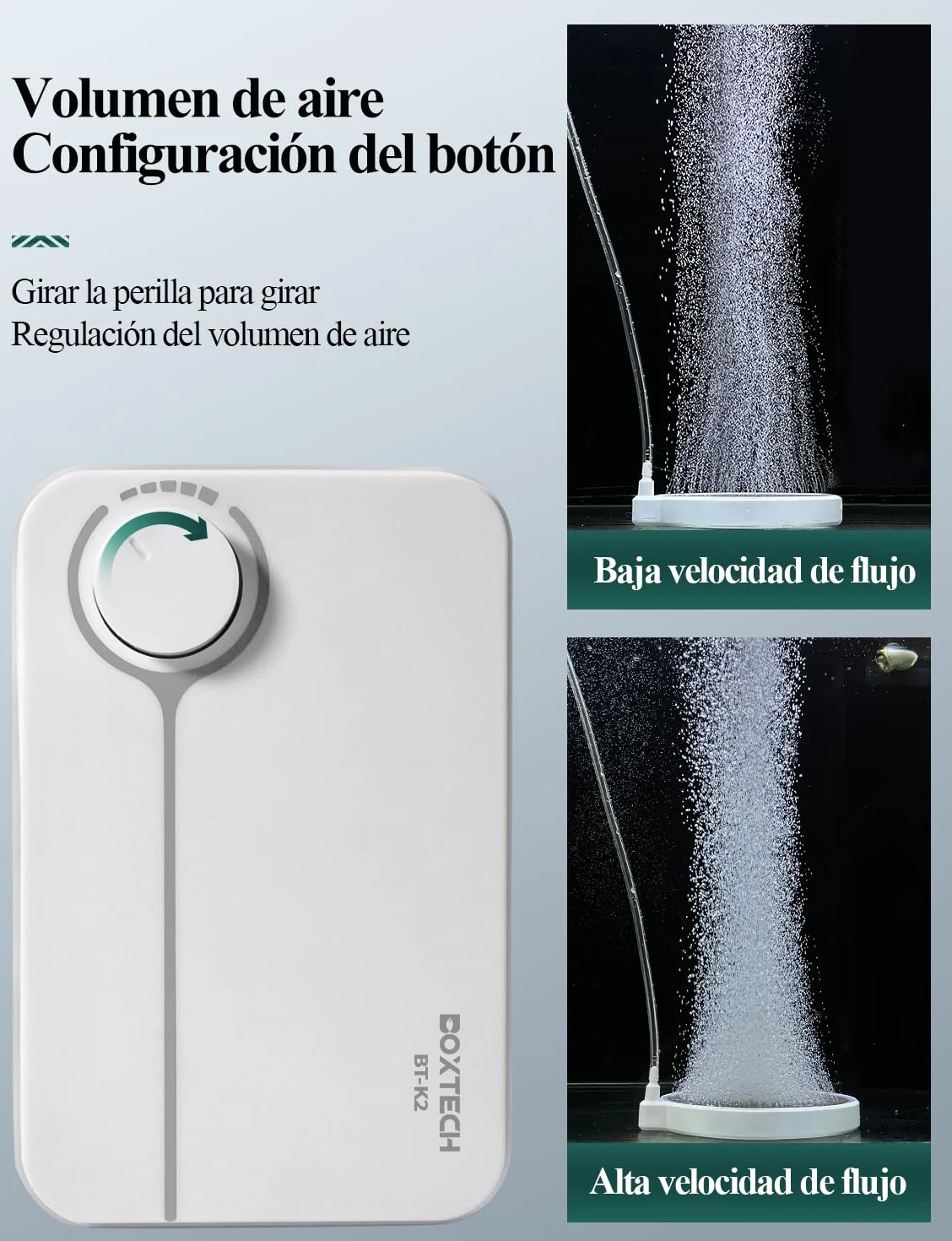 Boxtech Pompa Powietrza do Akwarium Cicha Regulowana Podwójny Otwór Membranowa
