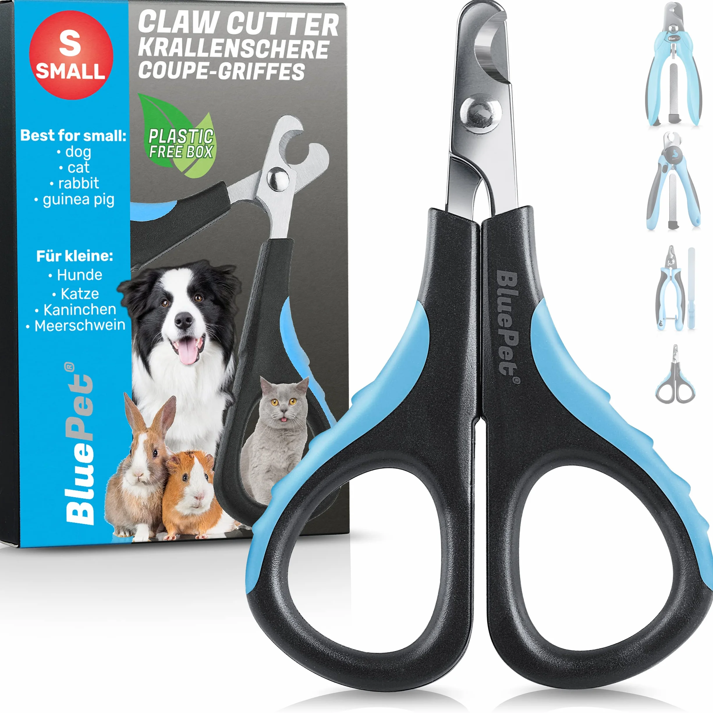 BluePet Mini nożyce do pazurów dla kotów, psów, królików i szczeniaków I proste i bezpieczne w przypadku ciasno przylegających pazurów I mały obcinacz do pazurów i nożyczki do paznokci I obcinacz do