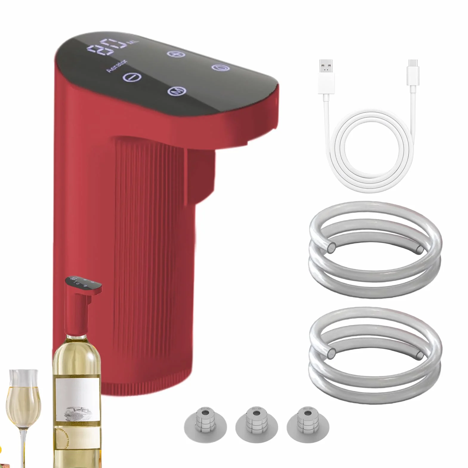 Elektryczna karafka do wina, ładowalny dozownik wina do butelek, whisky, regulowana ilość, pompka do alkoholu, natychmiastowe napowietrzanie, łatwe w użyciu, na rodzinne przyjęcie, dom, podróż