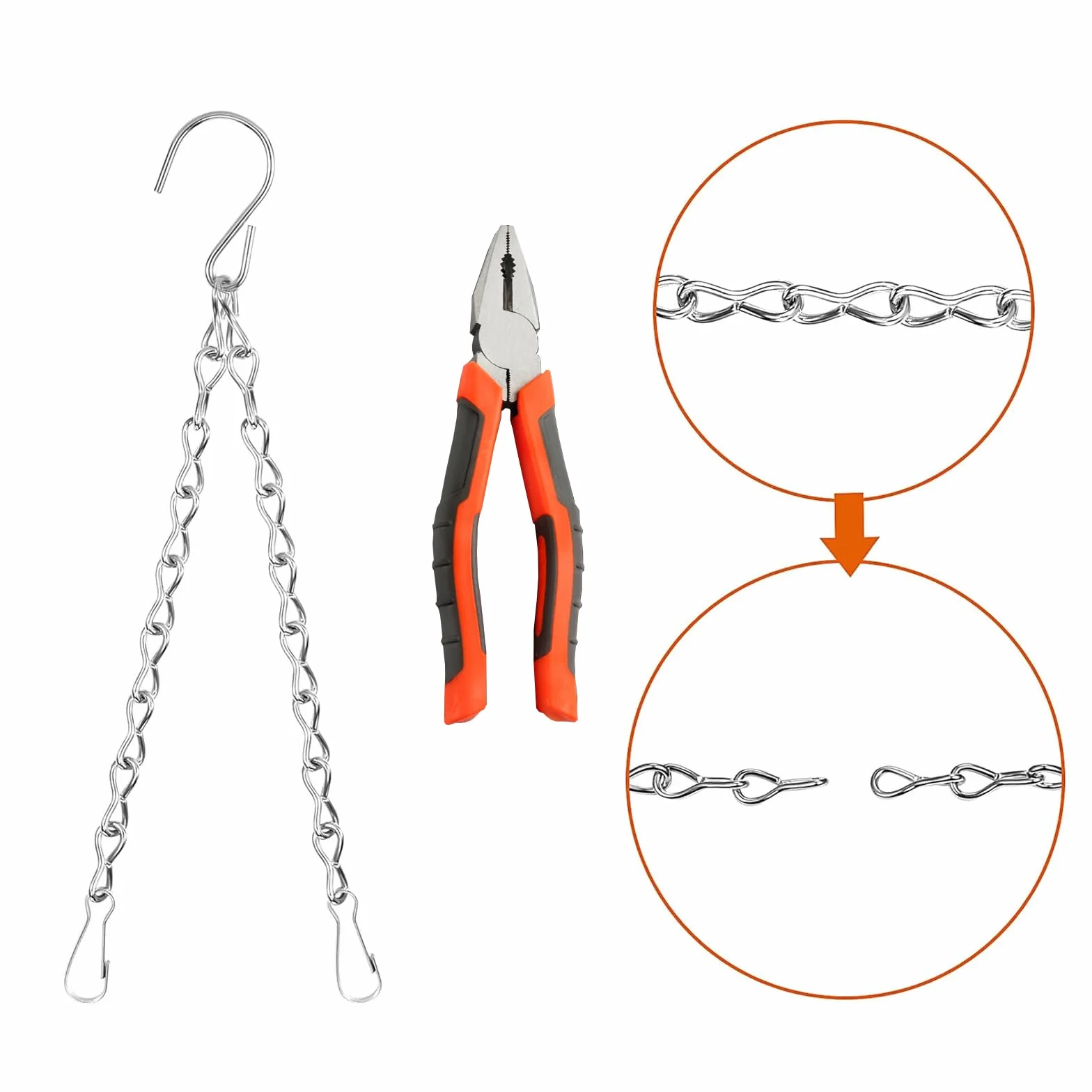 ACONDE 6 sztuk łańcuchów do kwietników, 50 cm metalowy łańcuch do zawieszenia, wiszący łańcuch do roślin, do zawieszenia doniczki, wiszącej rośliny, doniczki, ptaków, latarni, tablicy reklamowej, do
