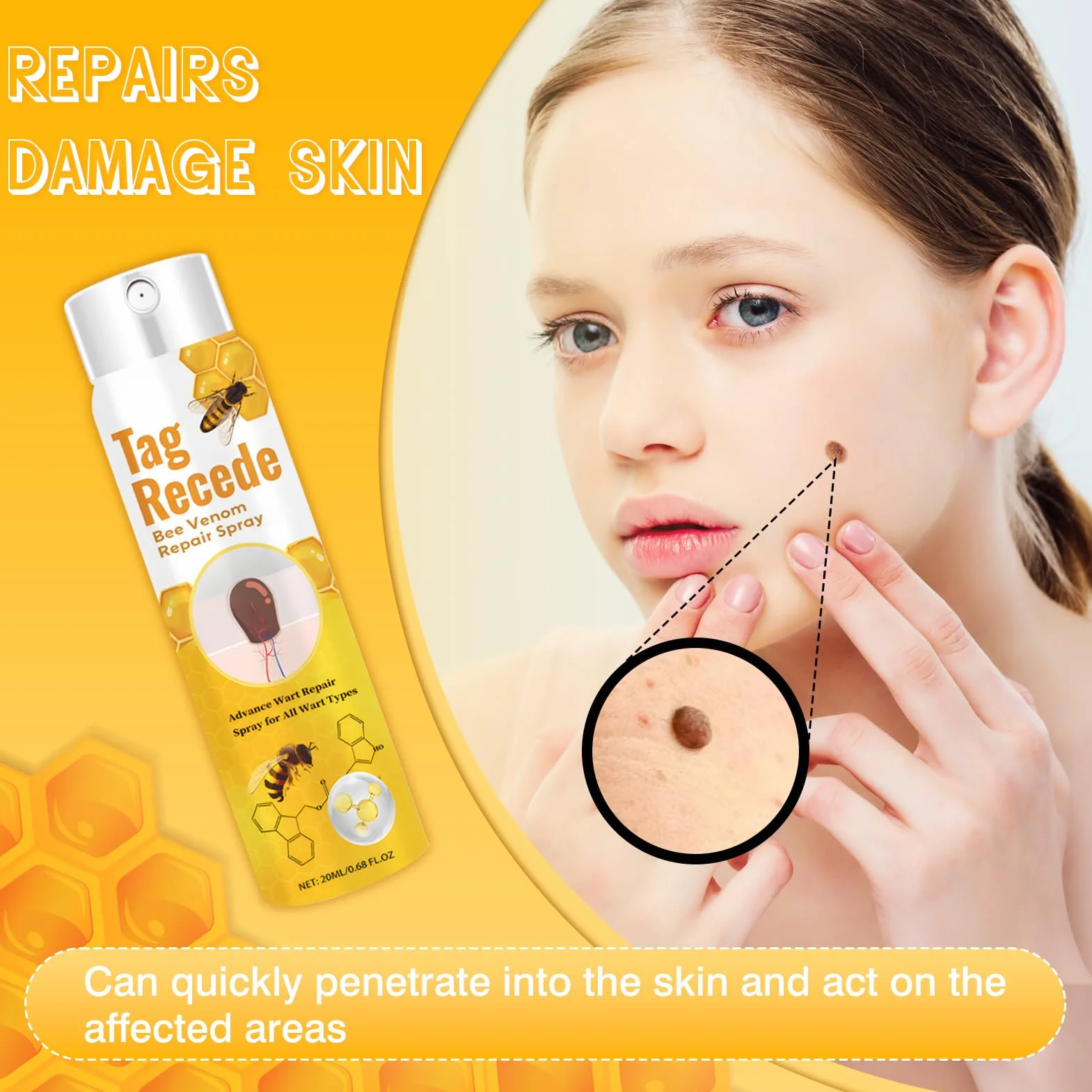 Tag Recede Bee Venom Spray, 2 sztuki jadu pszczelego w sprayu, 20 ml, do wszystkich rodzajów skóry