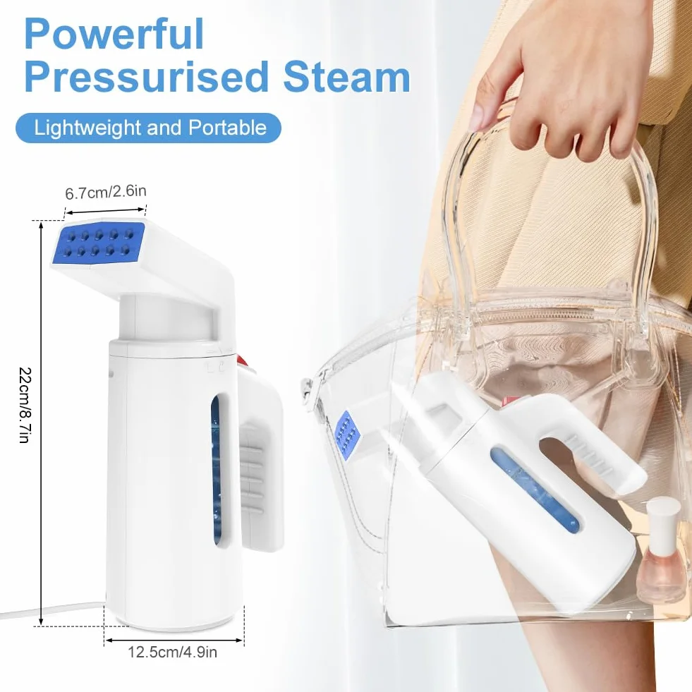 AUAUY Parownica do ubrań, 700 W 180 ml ręczne żelazko parowe, dwurzędowy pionowy parowiec, szybko nagrzewający się parowiec podróżny do ubrań do domu, podróżny