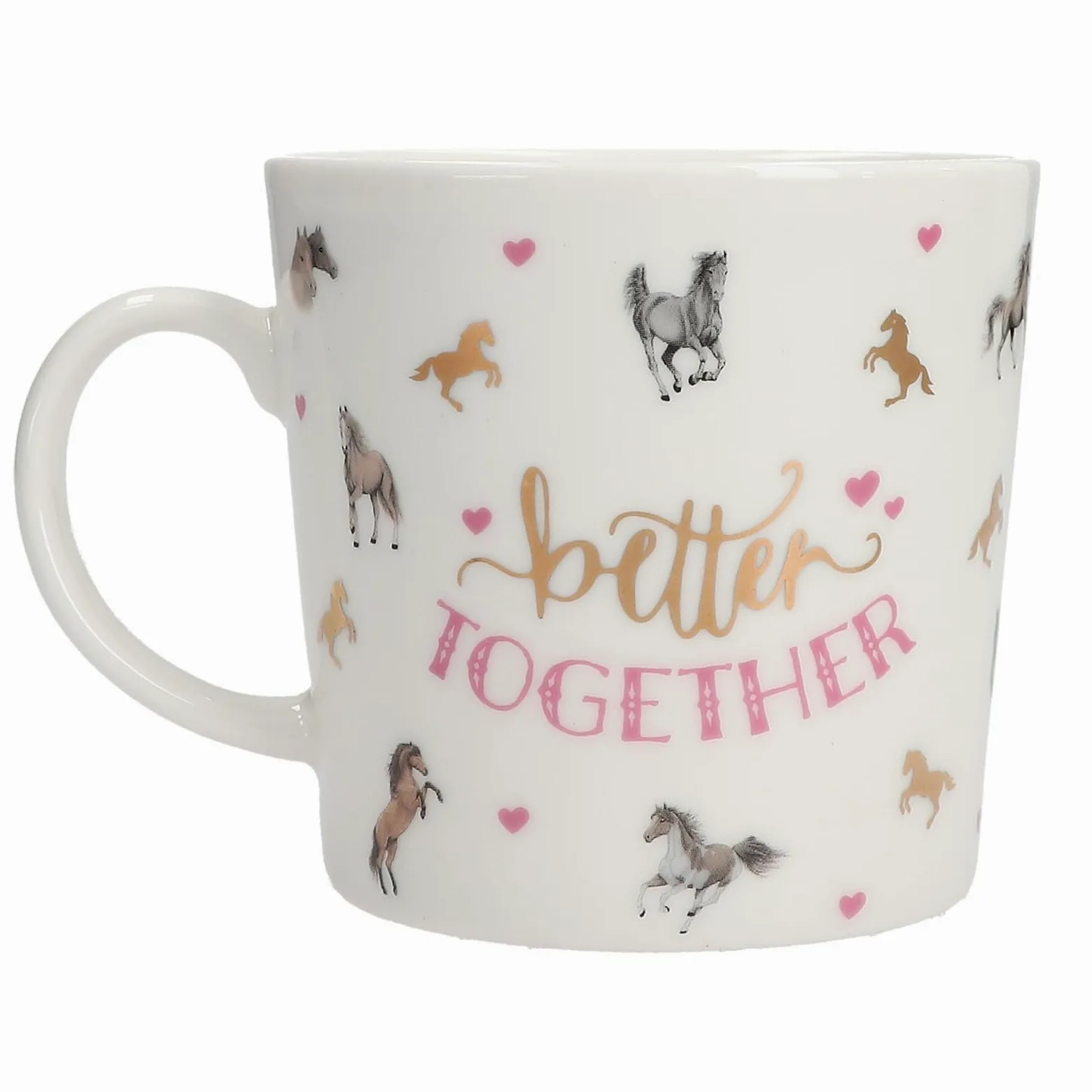 Depesche 13554 Miss Melody - kubek w kolorze białym, z motywem konia, napisem i złotymi detalami, porcelanowy kubek do picia, pojemność ok. 250 ml
