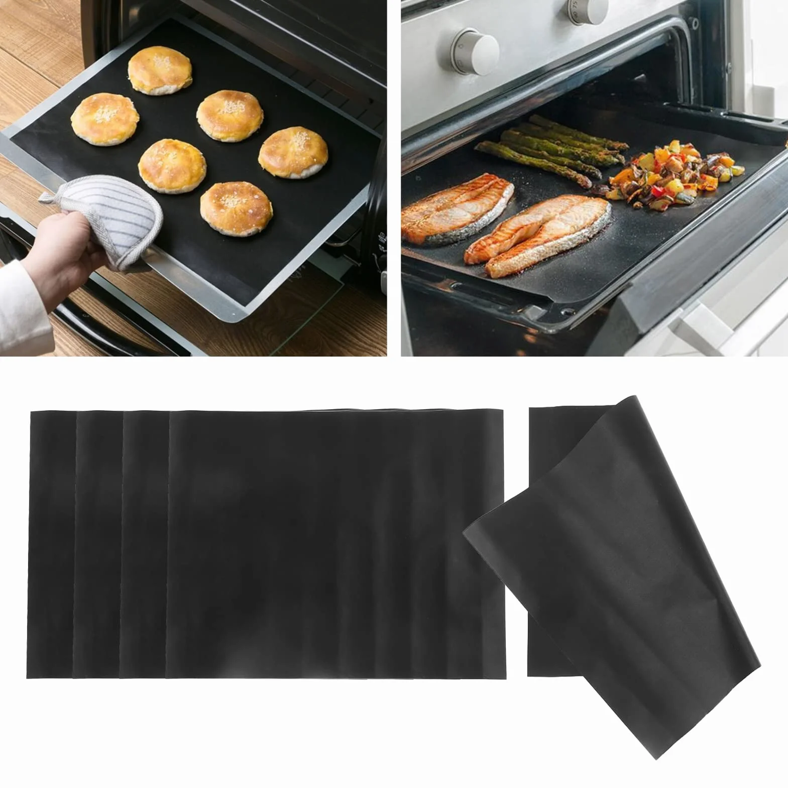 BBQ 5-częściowy zestaw mat do grillowania, nieprzywierające, do grilla gazowego, wielokrotnego użytku, do grilla na węgiel drzewny, grilla elektronicznego, piekarnika