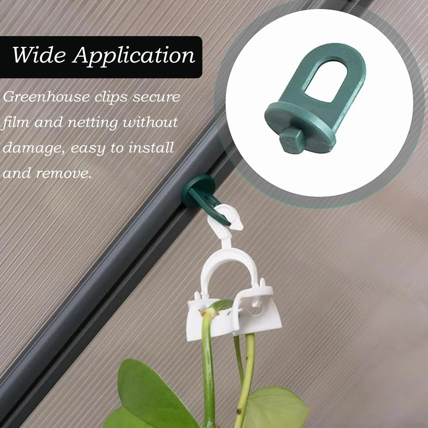 50 sztuk haczyków skręcanych Green House, plastikowe haczyki skręcane do szklarni, do szklarni ogrodowej, do wewnątrz szklarni, do zawieszania kotwic z kanałów prętów szklarniowych