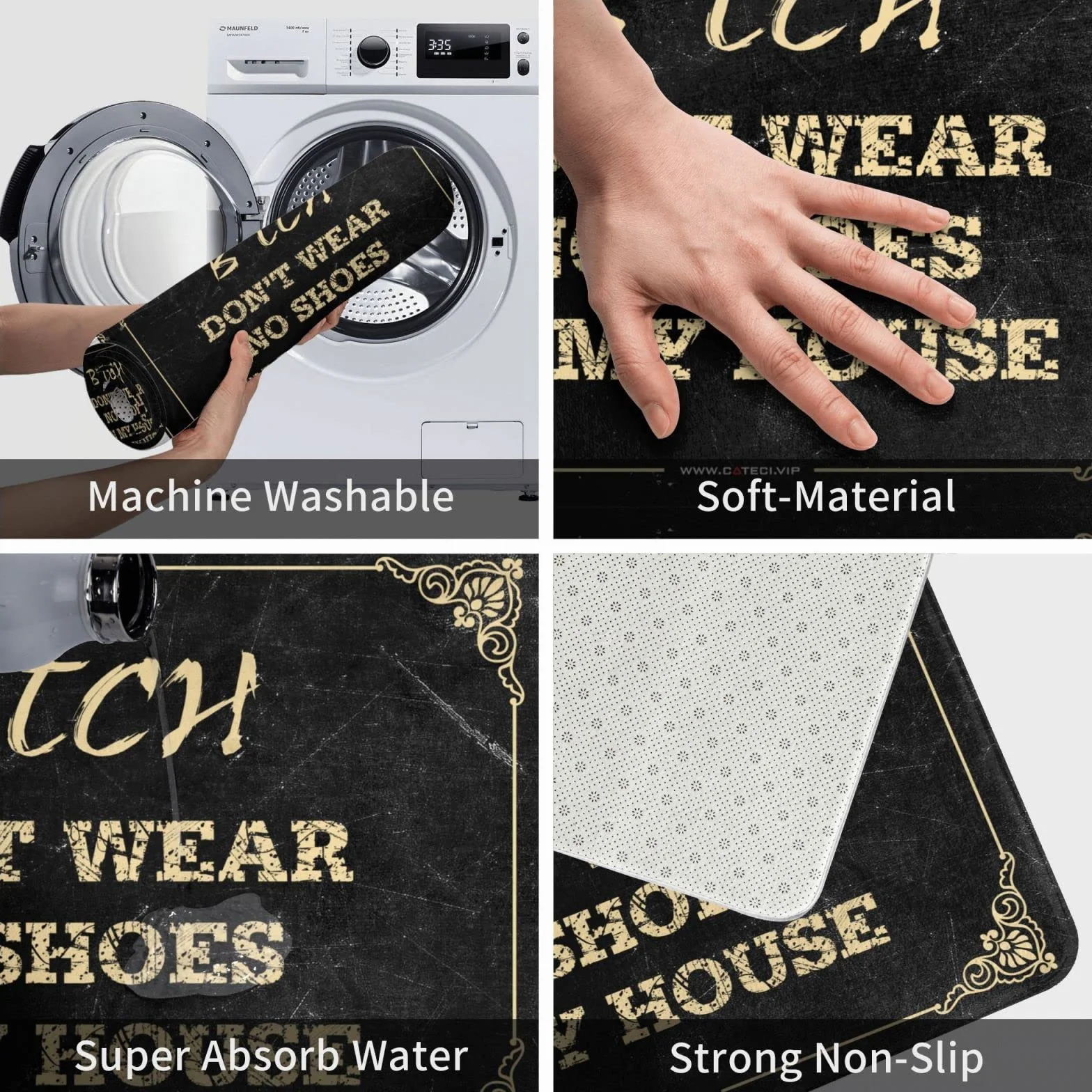 Jesienna wycieraczka na zewnątrz "Bitch Don'T Wear, No Shoes In My House Mat Door Rugs For Entryway Indoor Funny Home Decor" (40 x 60 cm)
