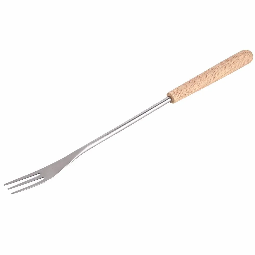 10,5 "drewniany uchwyt widelec do grilla pałeczka do pieczenia szpikulec na kemping piknik grillowanie narzędzia do grillowania