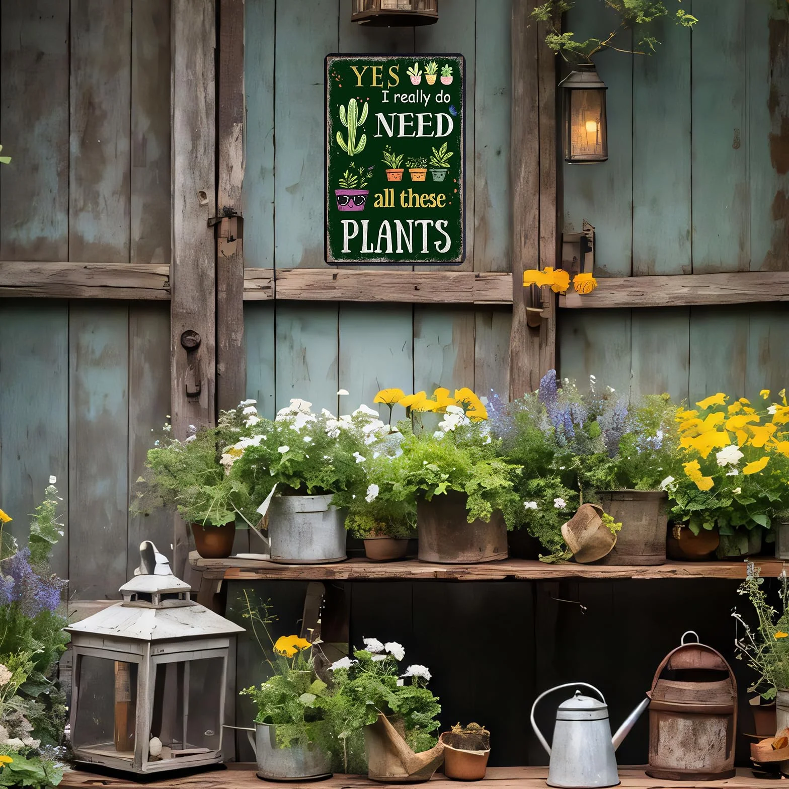 Śmieszne znaki ogrodowe na zewnątrz - Yes I Really Do Need All These Plant Plakat Metalowy znak na patio, podwórko, patio i werandę 30 x 20 cm