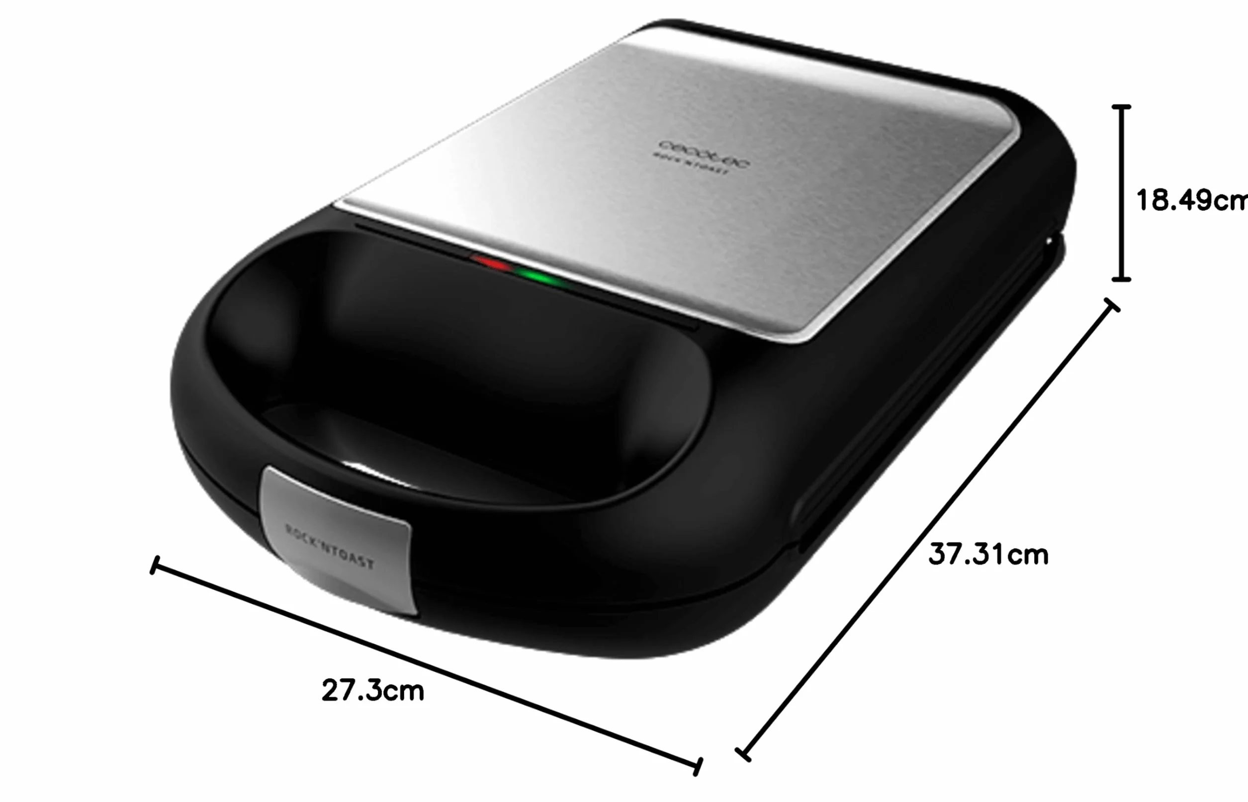 Cecotec Opiekacz do kanapek Rock'nToast Family 3w1. 1500 W, pojemność dla 4 kanapek, powłoka nieprzywierająca, 3 wymienne płyty, szybkie i równomierne opiekanie, stal nierdzewna