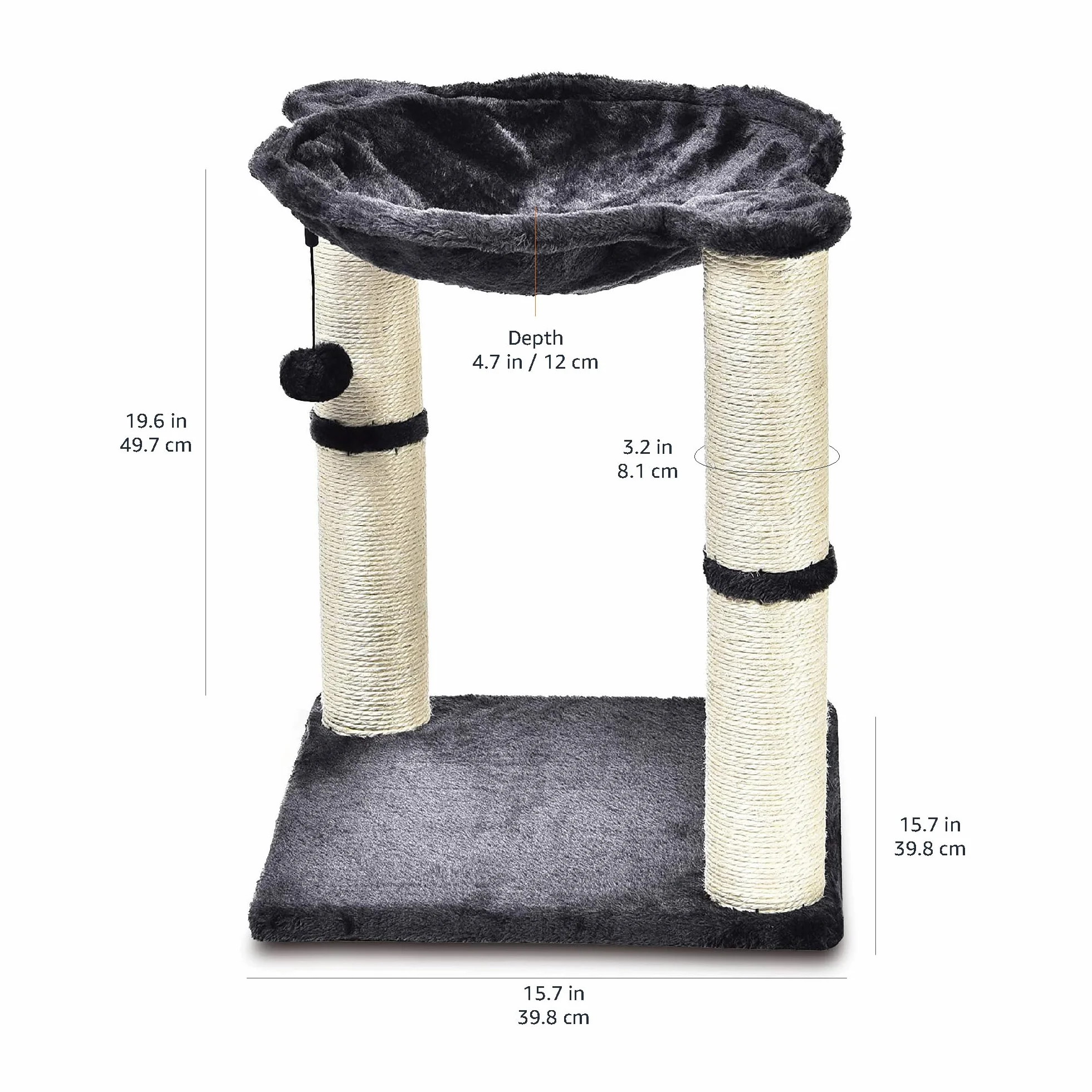 Amazon Basics Drapak dla kota z domkiem hamakiem łóżkiem 41 x 51 x 41 cm szary