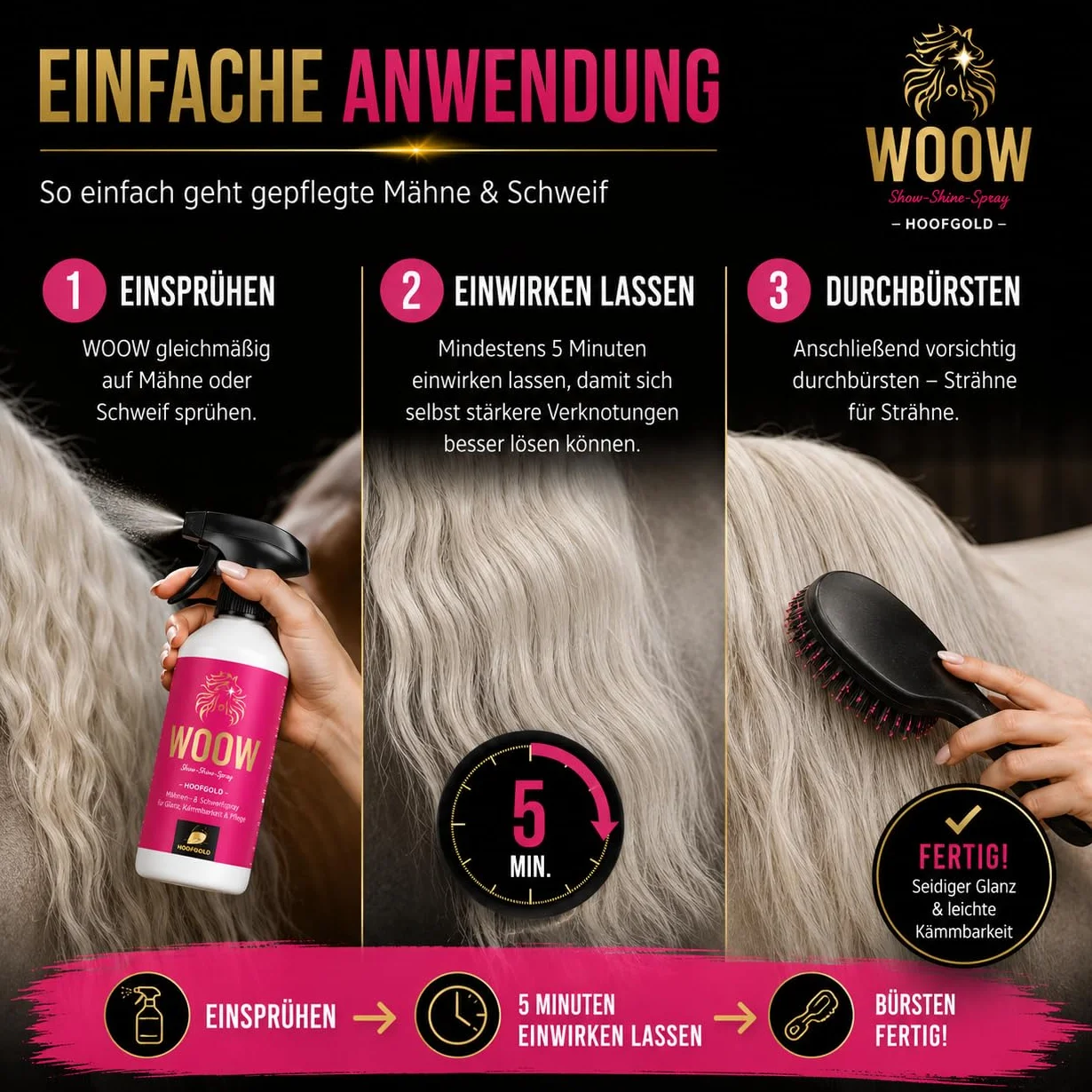 Eliksir do pielęgnacji sierści i rozczesywania koni – spray 1000 ml