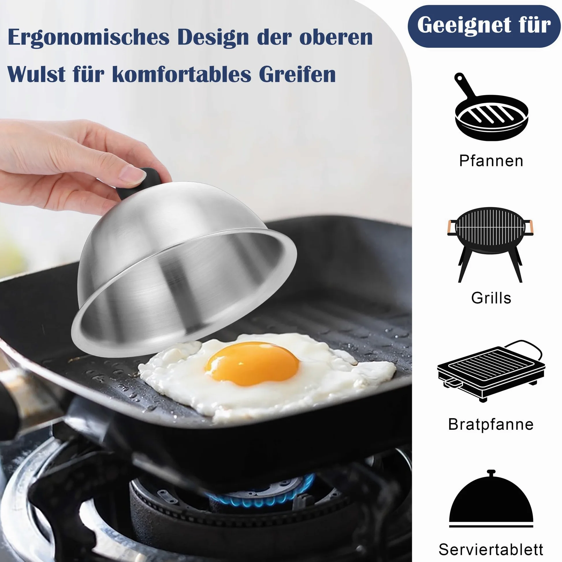 Joyfair Dzwonek do burgerów, 2 sztuki, ze stali nierdzewnej, mały dzwonek do burgerów, pokrywy do burgerów ze śrubokrętem, ciężka pokrywa do topienia do serów, burgerów, na zewnątrz i wewnątrz, można
