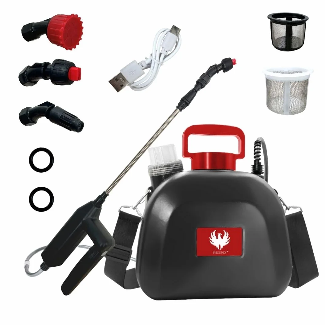 Phoenix - Elektryczny opryskiwacz 5 l Easy Spray - Opryskiwacz ogrodowy z akumulatorem o pojemności 3 godzin, z potrójnymi dyszami (stożek, wachlarz, strumień prysznicowy), lekki, wytrzymały,