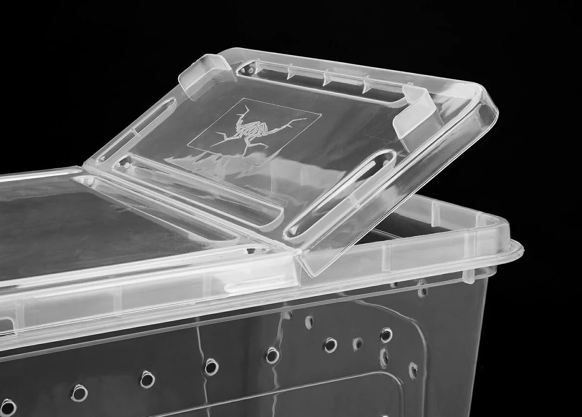 Happet Breeding Box 19×12.5×7.5 cm – pojemnik hodowlany przezroczysty z wentylacją i pokrywą dwustronną | plastikowy transporter i mini terrarium dla gadów, płazów, owadów i pajęczaków