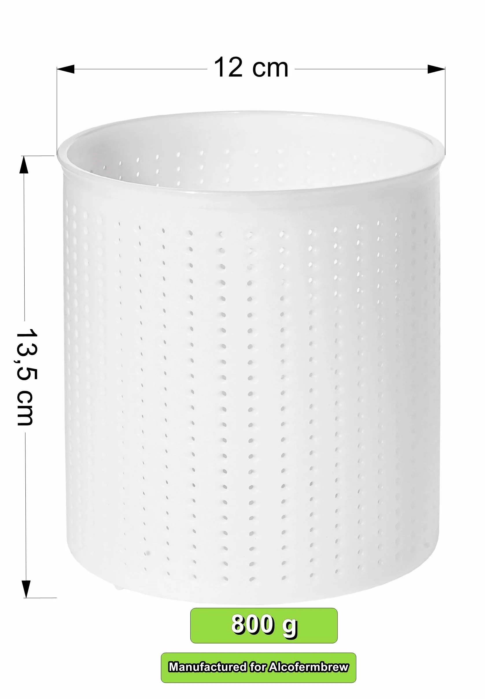 AlcoFermBrew 1 x forma do sera 12 x 13,5 cm – 1 kg Caciotta – forma do sera | koszyk | produkcja sera | podpuszczka