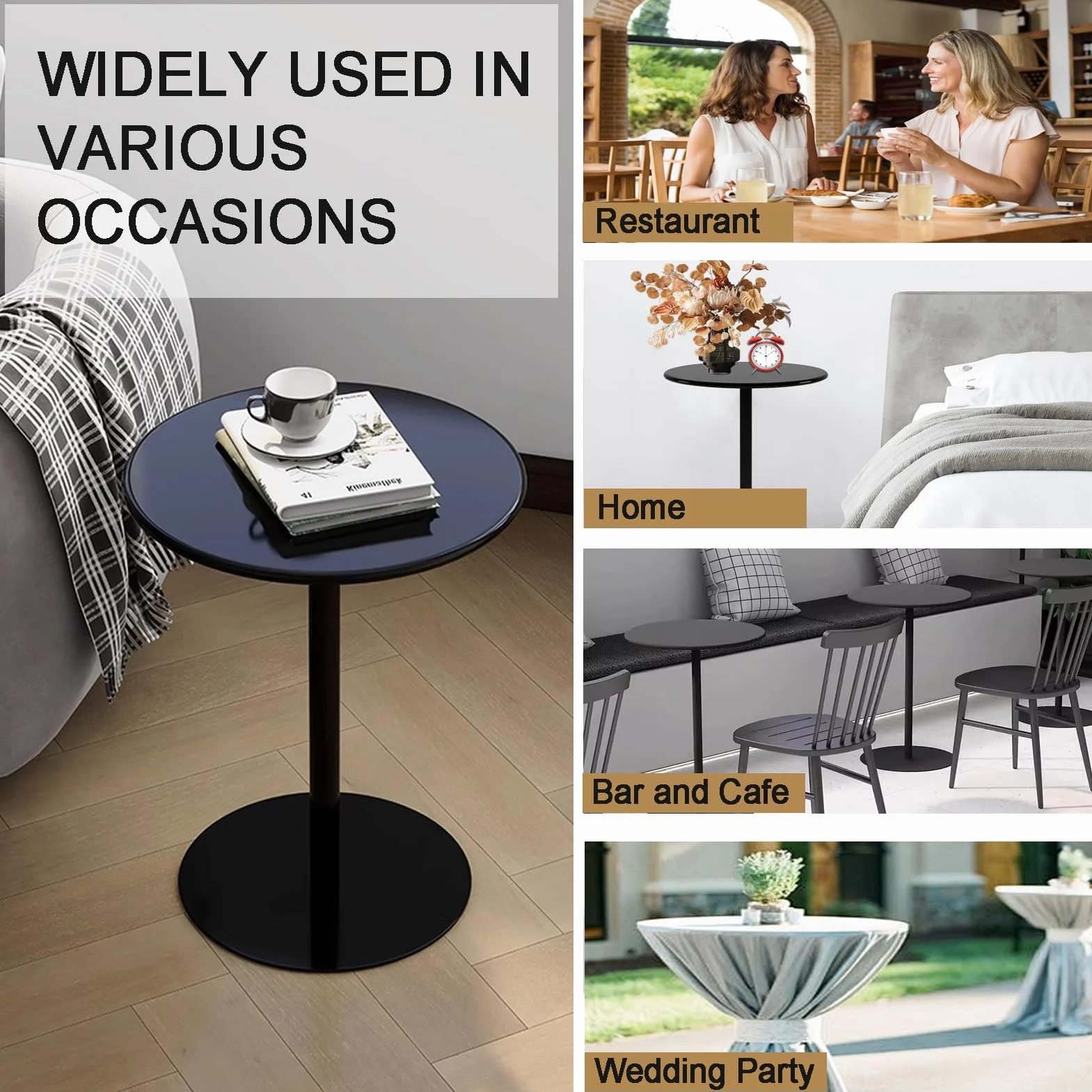 Nowoczesny okrągły metalowy stół barowy na koktajl kawa herbata jadalnia kuchnia biurko mały akcent stolik nocny do domu bistro pubu sofa stolik boczny/końcowy biały czarny złoty 70 x 70 x 104 cm