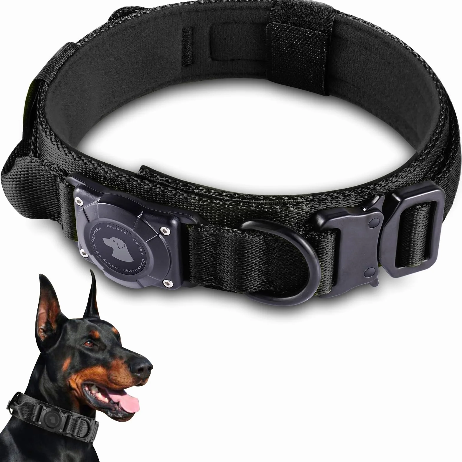 DE AirTag Tactical Dog Collar 2.0 JL M czarny M 15"-19"