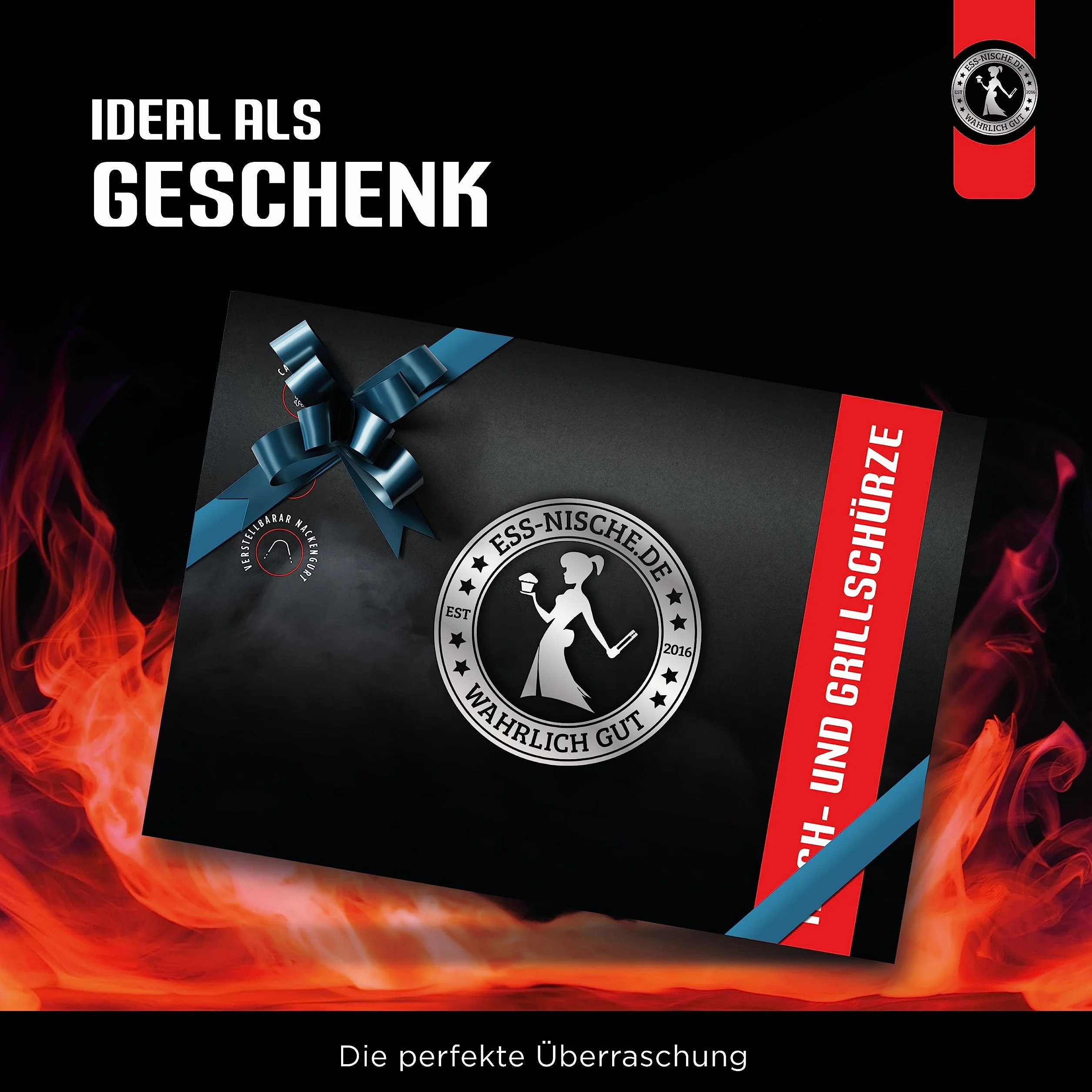Ess-Nische® Fartuch kucharski, fartuch do grillowania dla mężczyzn i kobiet, fartuch kuchenny dla mężczyzn, idealny jako prezent dla mężczyzn, babci lub dziadka, bardzo długi fartuch dżinsowy, wiele
