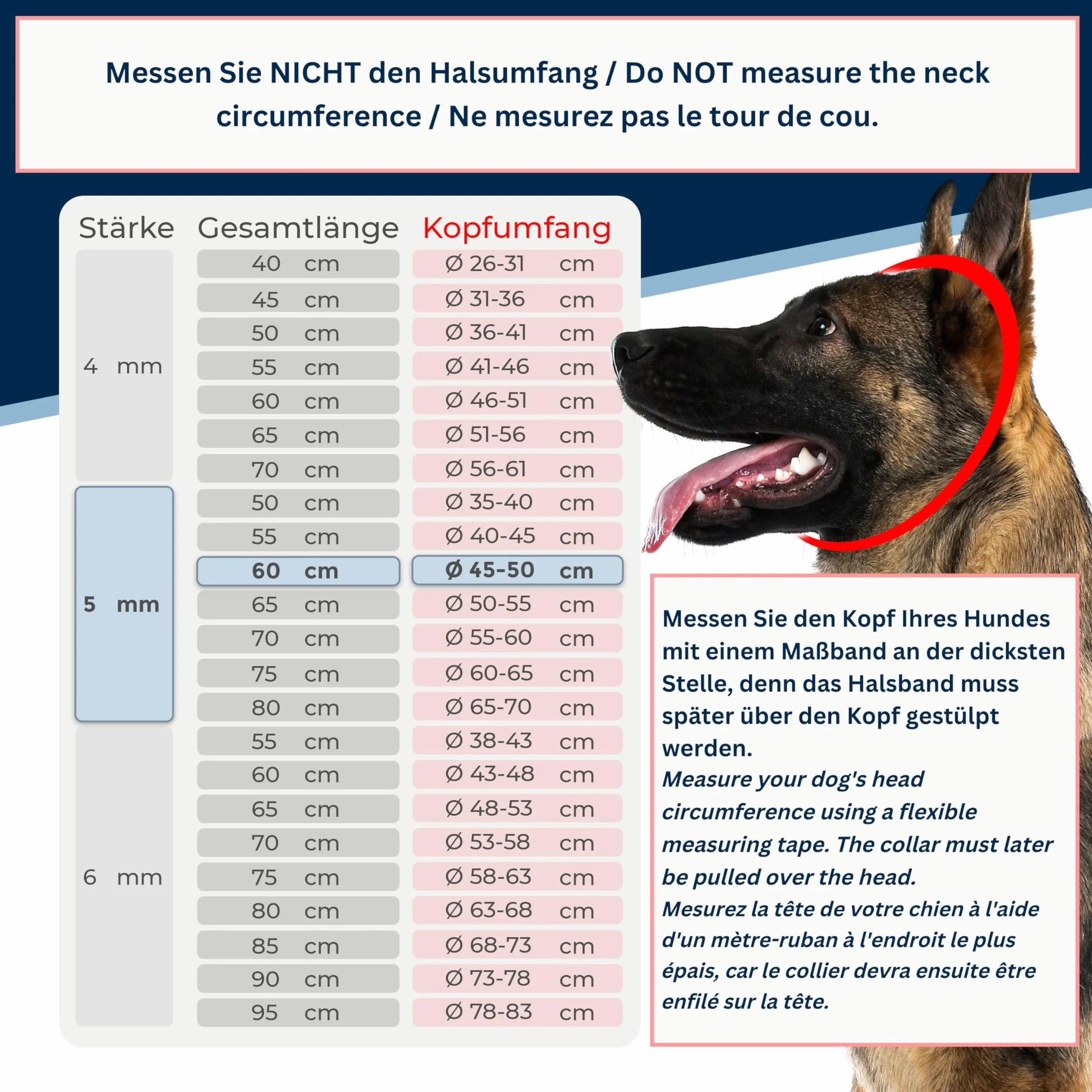 Nierdzewny łańcuch z blokadą ciągu do treningu psa – obroża dla psa ze stali nierdzewnej – krótkie ogniwa o grubości 5 mm – długość 60 cm naszyjnik dla psa z ogranicznikiem ciągu
