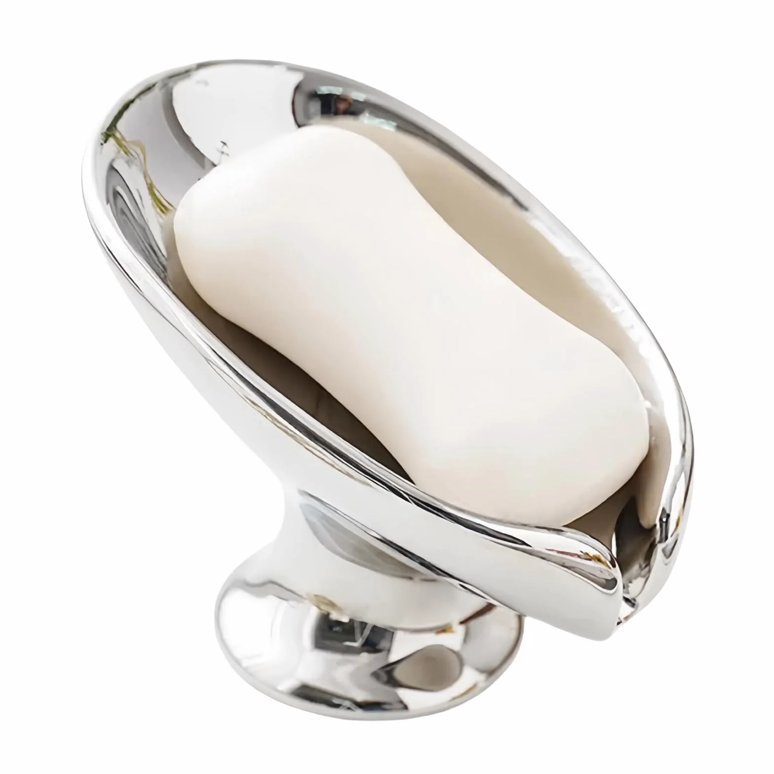 Uchwyt na mydło w kostce, mydelniczka pod prysznic, samoodpływowa mydelniczka, metaliczny błyszczący ceramiczny uchwyt na mydło, używany do zlewów, łazienek, pryszniców, kuchni (srebrny)