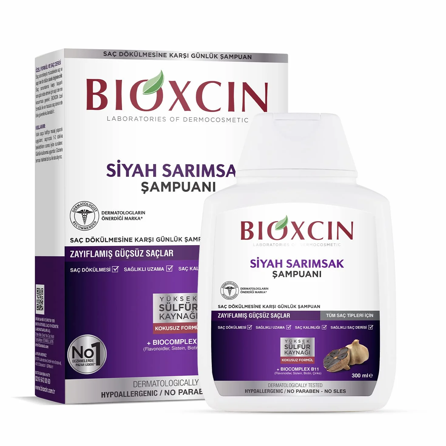 Bioxcin Szampon przeciw wypadaniu włosów z czarnym czosnkiem 300 ml
