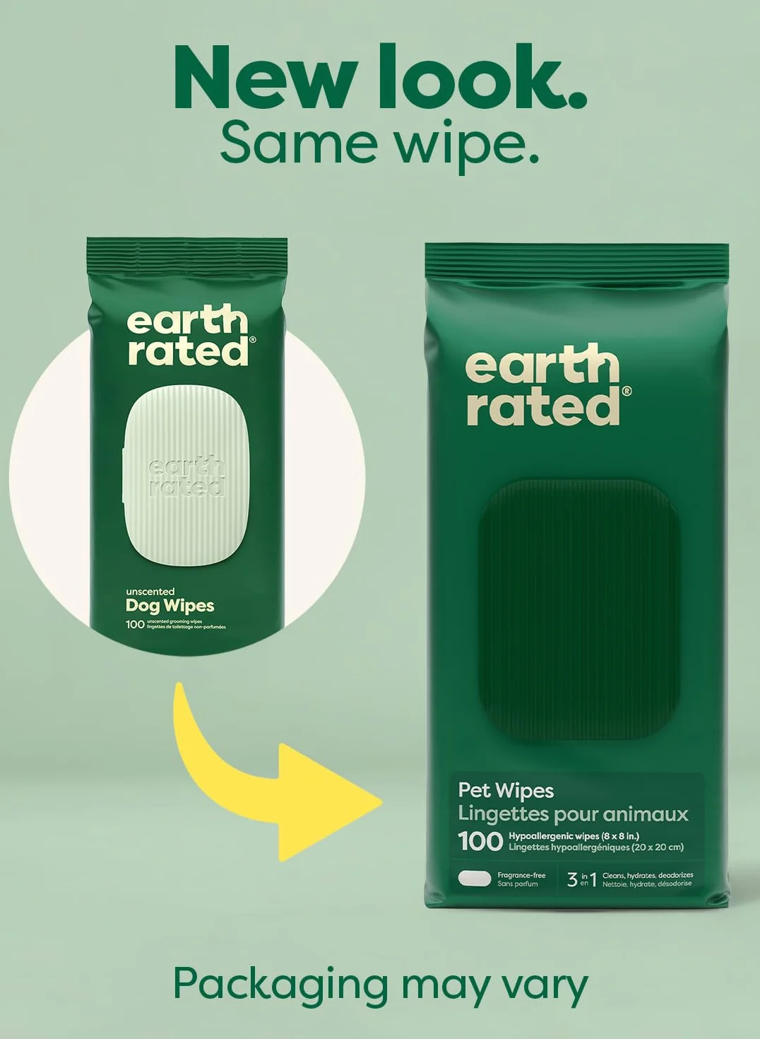 Earth Rated Chusteczki dla Zwierząt dla Psów, Hipoalergiczne, Czyszczące i Nawilżające, do Pielęgnacji Łap, Ciała i Pupy, Bezzapachowe, 100 Sztuk