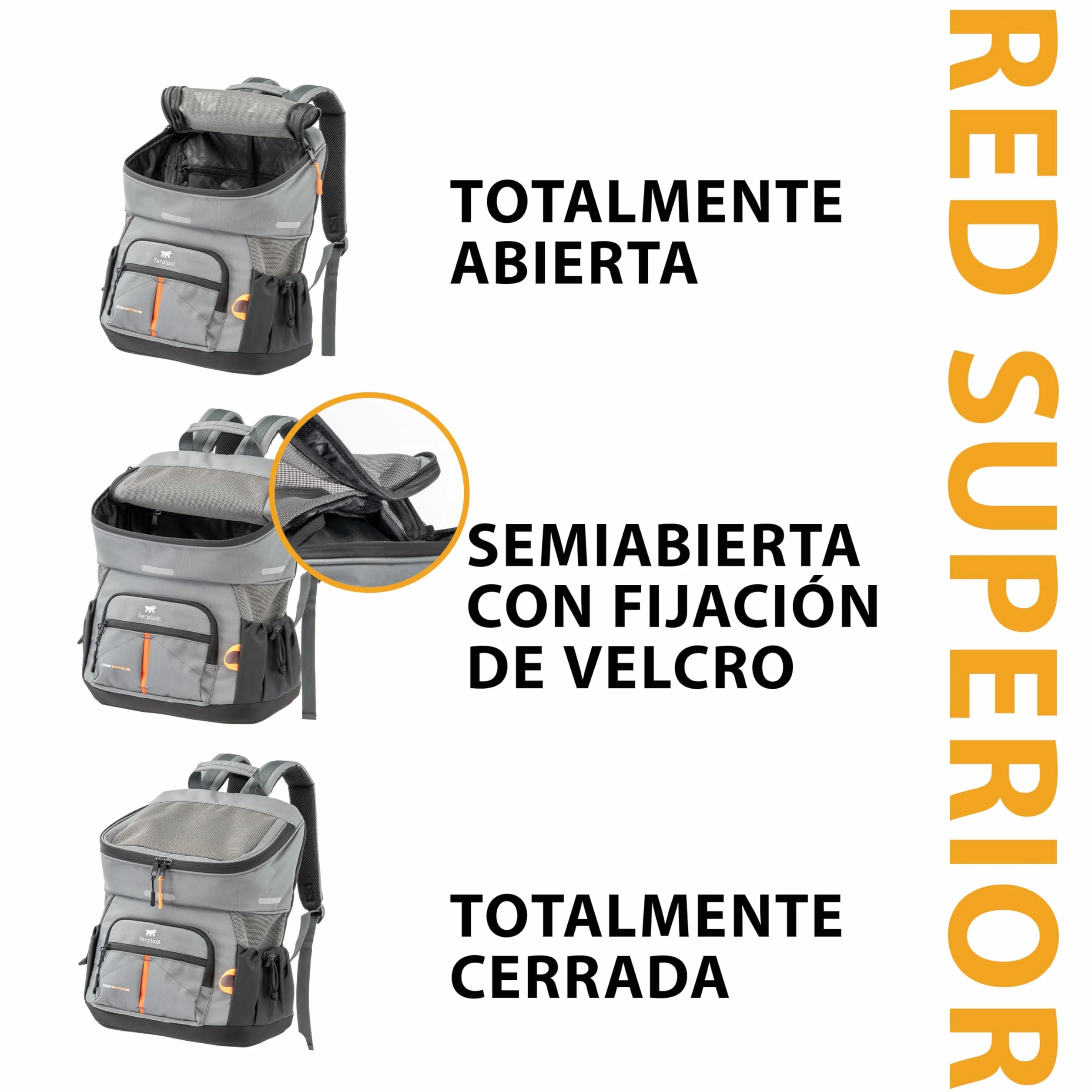 Ferplast Plecak dla psa VOYAGER BACKPACK, torba na zakupy dla kota, torba na psy, szeroki otwór, regulowane paski, pasek bezpieczeństwa, z poduszką, maks. 10 kg, 29 x 21 x 36 h, szary