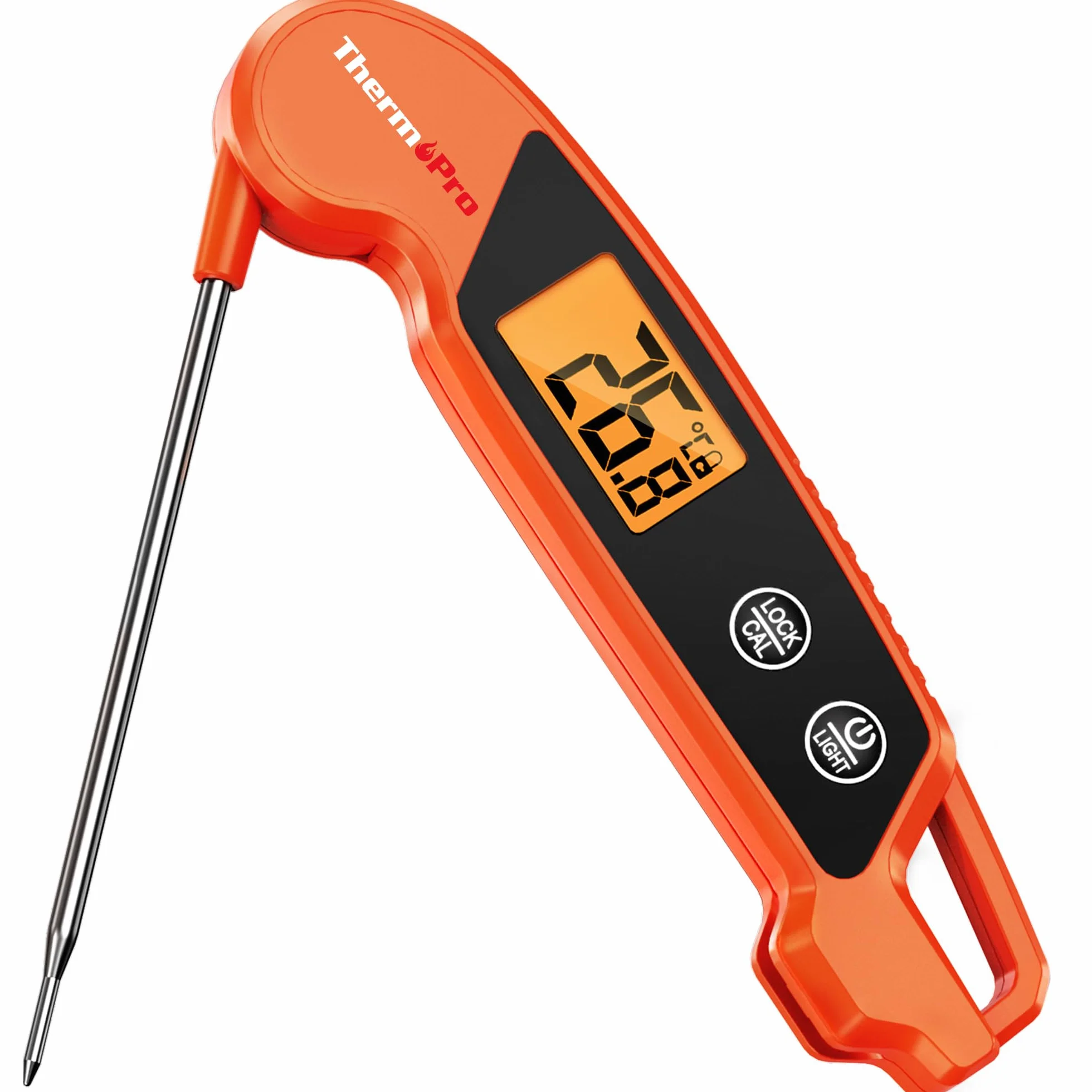 ThermoPro Termometr do mięsa, wodoodporny, do grilla, ze składanymi sondami, z natychmiastowym odczytem, ​​termometr kuchenny, odpowiedni do wody, płynu, grillowania, pieczenia, TP603 | Natychmiastowy odczyt LCD termometr kuchenny z podświetleniem nadaje