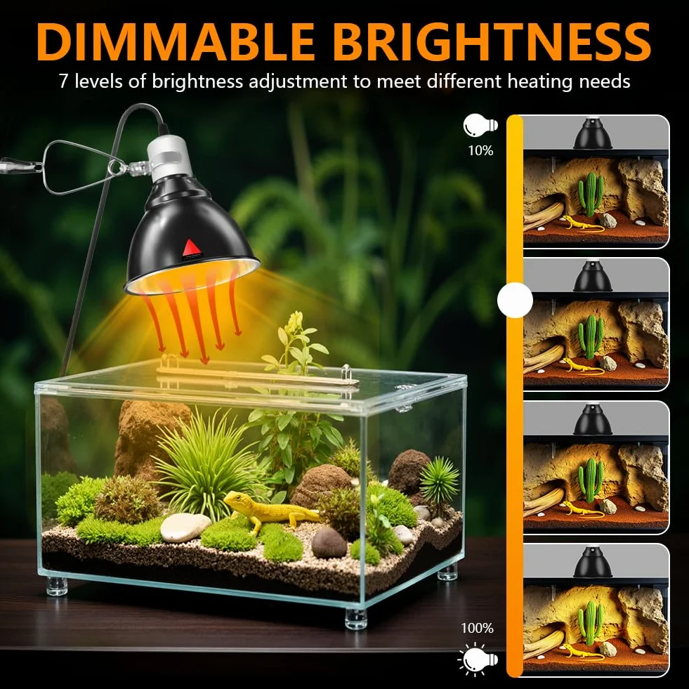 HOTUT Reptile Dome Terrarium, aluminiowa lampa reflektorowa E27 15 cm 100 W