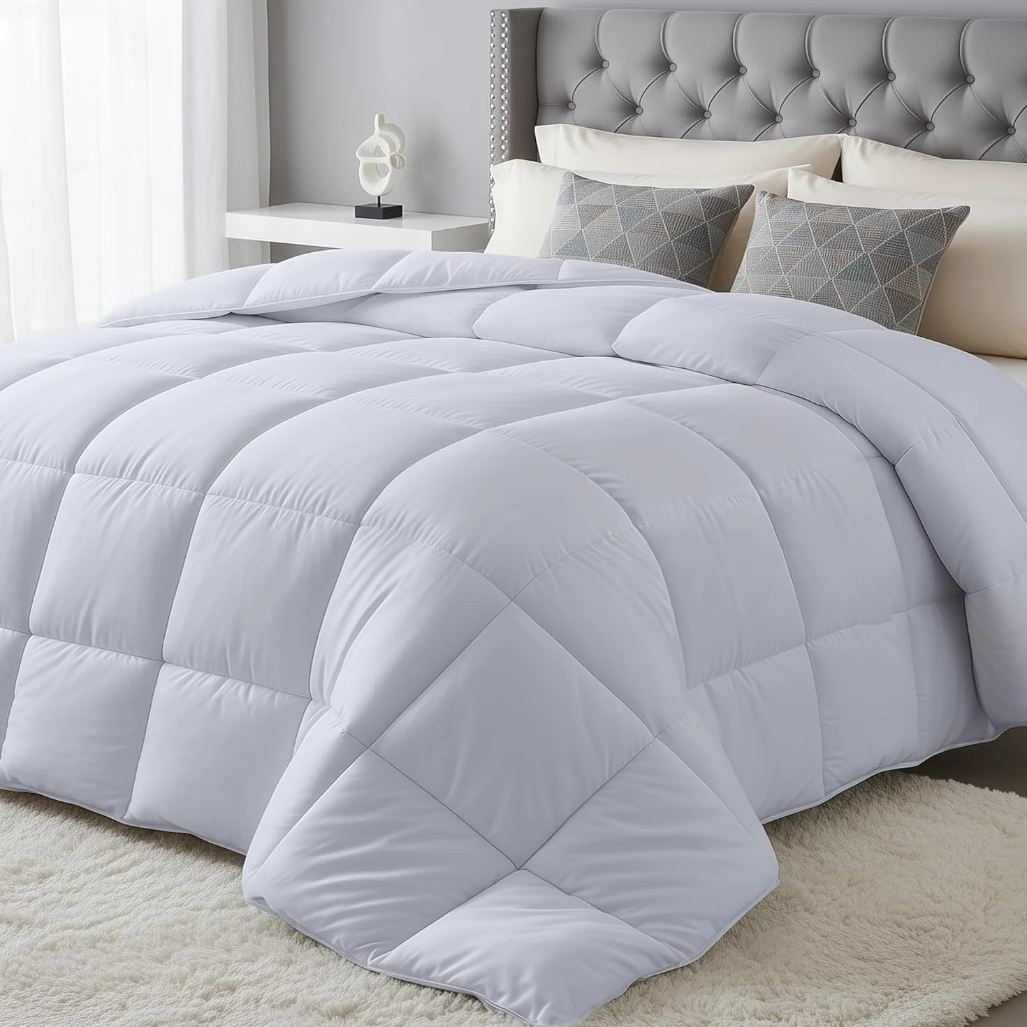 Utopia Bedding All Season Kołdra 220 x 240 cm, Oddychająca Kołdra z Mikrofibry z Wypełnieniem Poliestrowym 280 GSM (Biała)