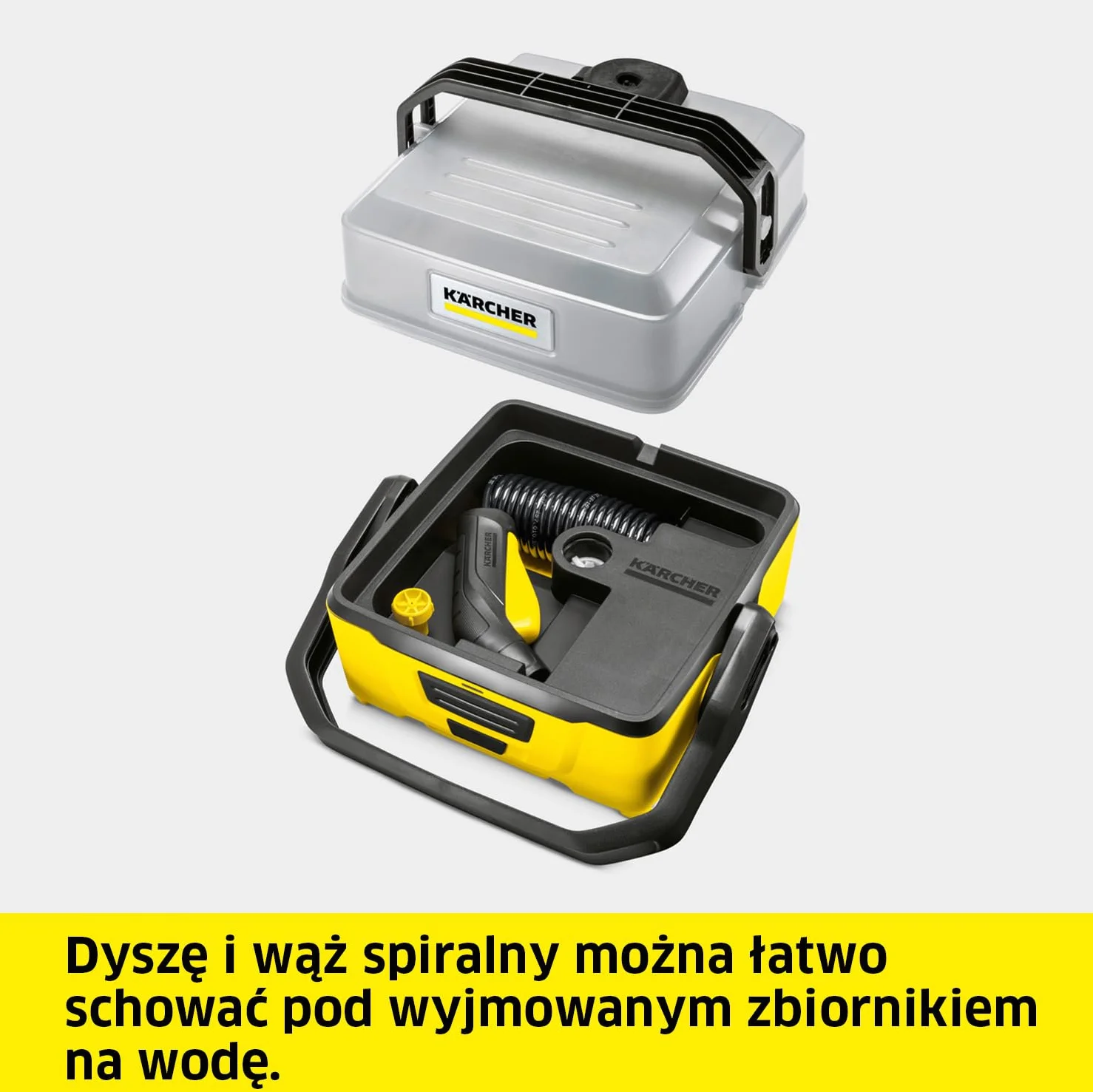 Kärcher myjka terenowa OC 3, do czyszczenia roweru, w ogrodzie i domu, ze zbiornikiem na wodę, dyszą płaskostrumieniową i kablem do ładowania